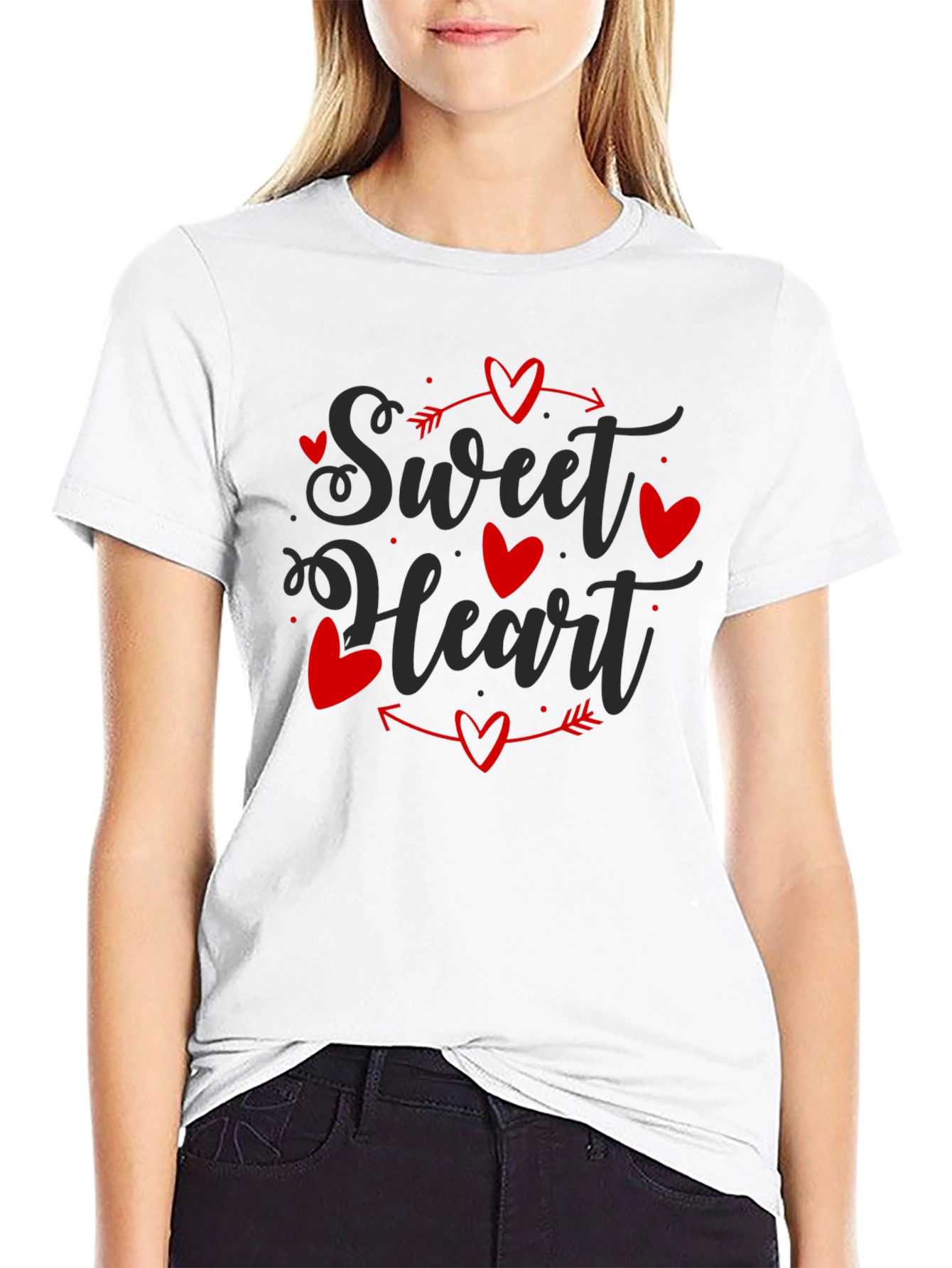 Sweet Heart Valentines Day Black T-shirt