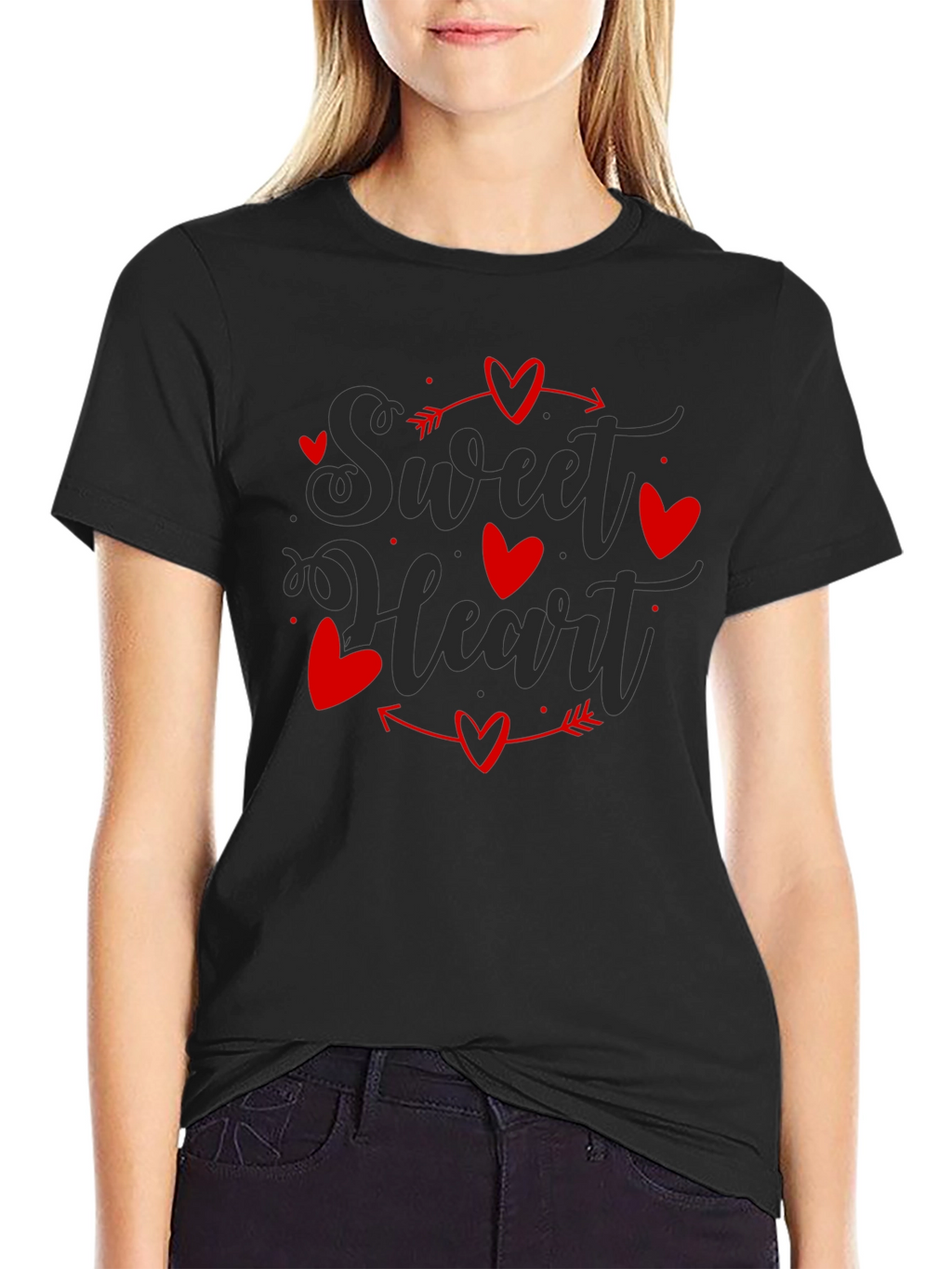 Sweet Heart Valentines Day Black T-shirt