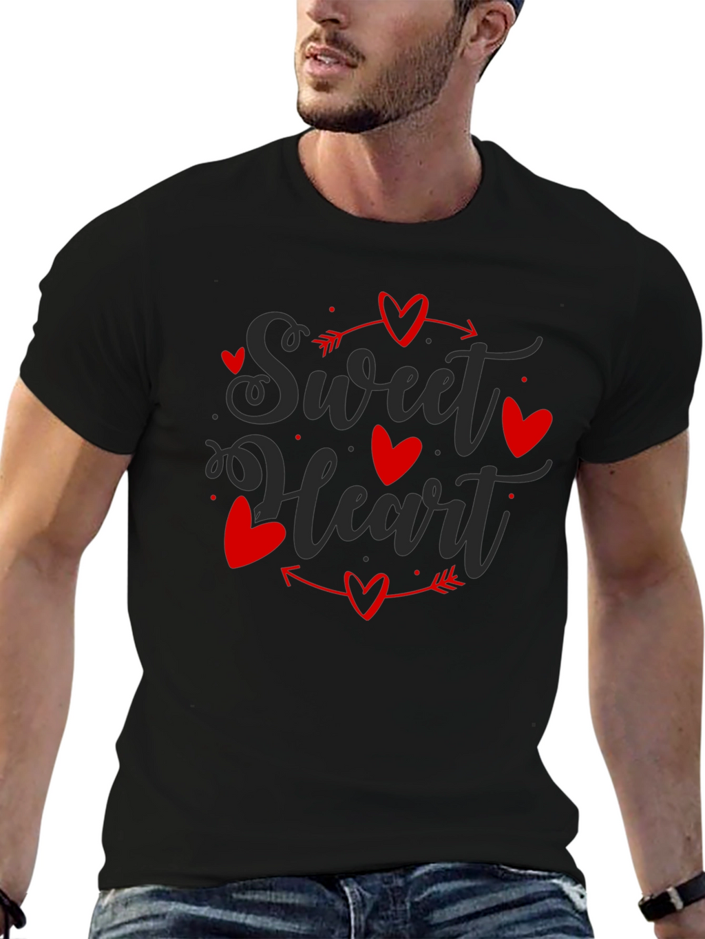 Sweet Heart Valentines Day Black T-shirt