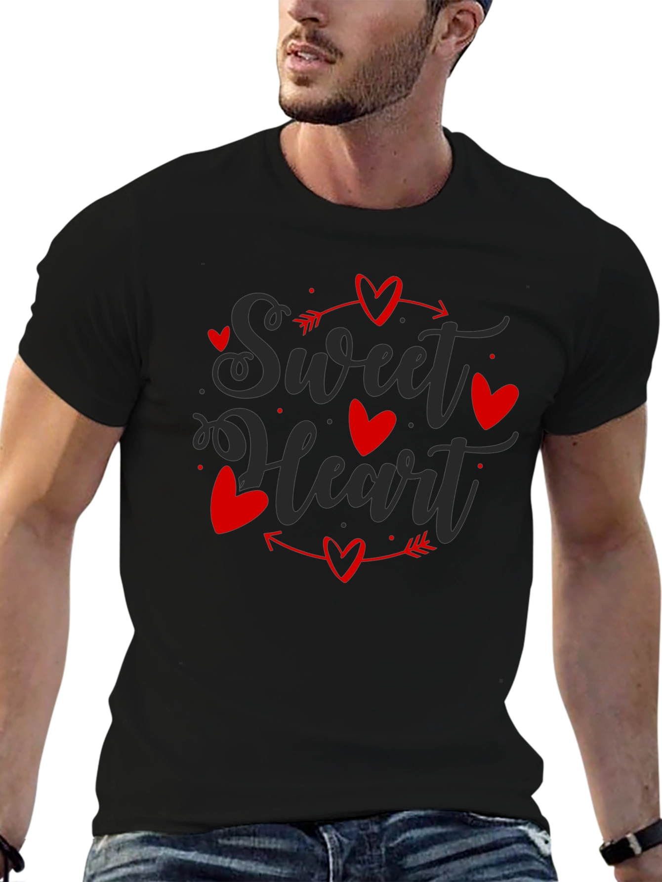 Sweet Heart Valentines Day Black T-shirt