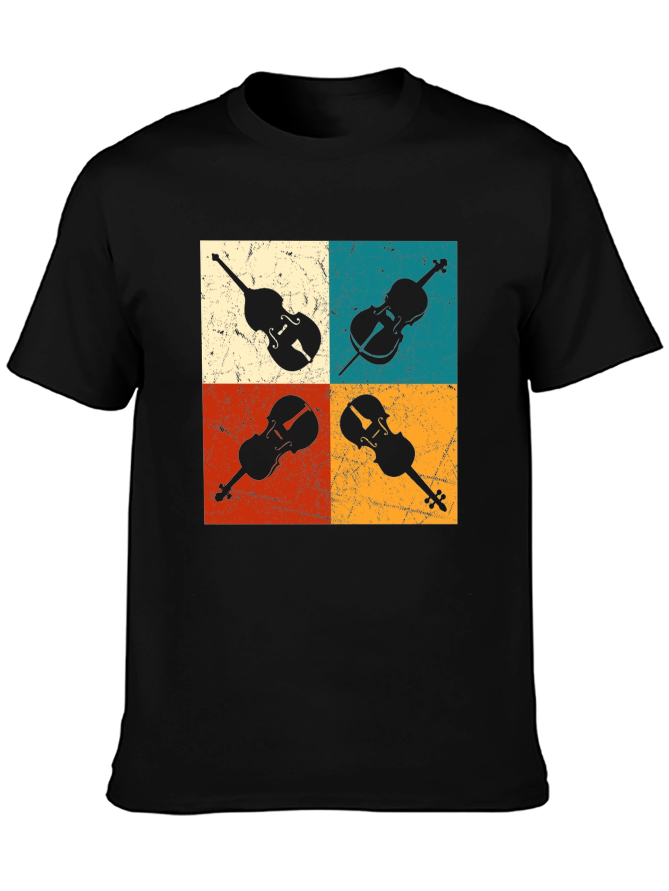 Retro Violin Collage Graphic Tee