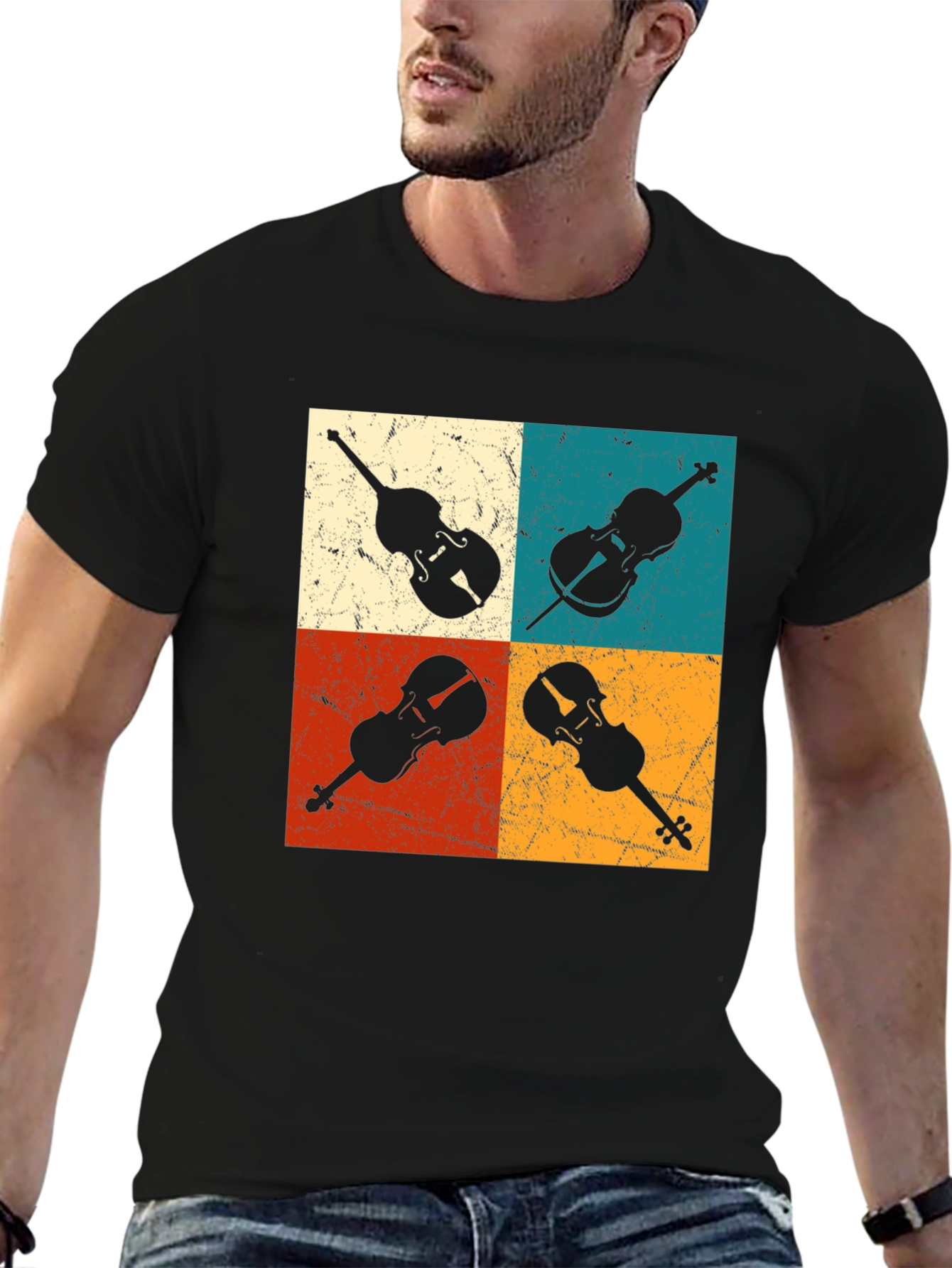 Retro Violin Collage Graphic Tee