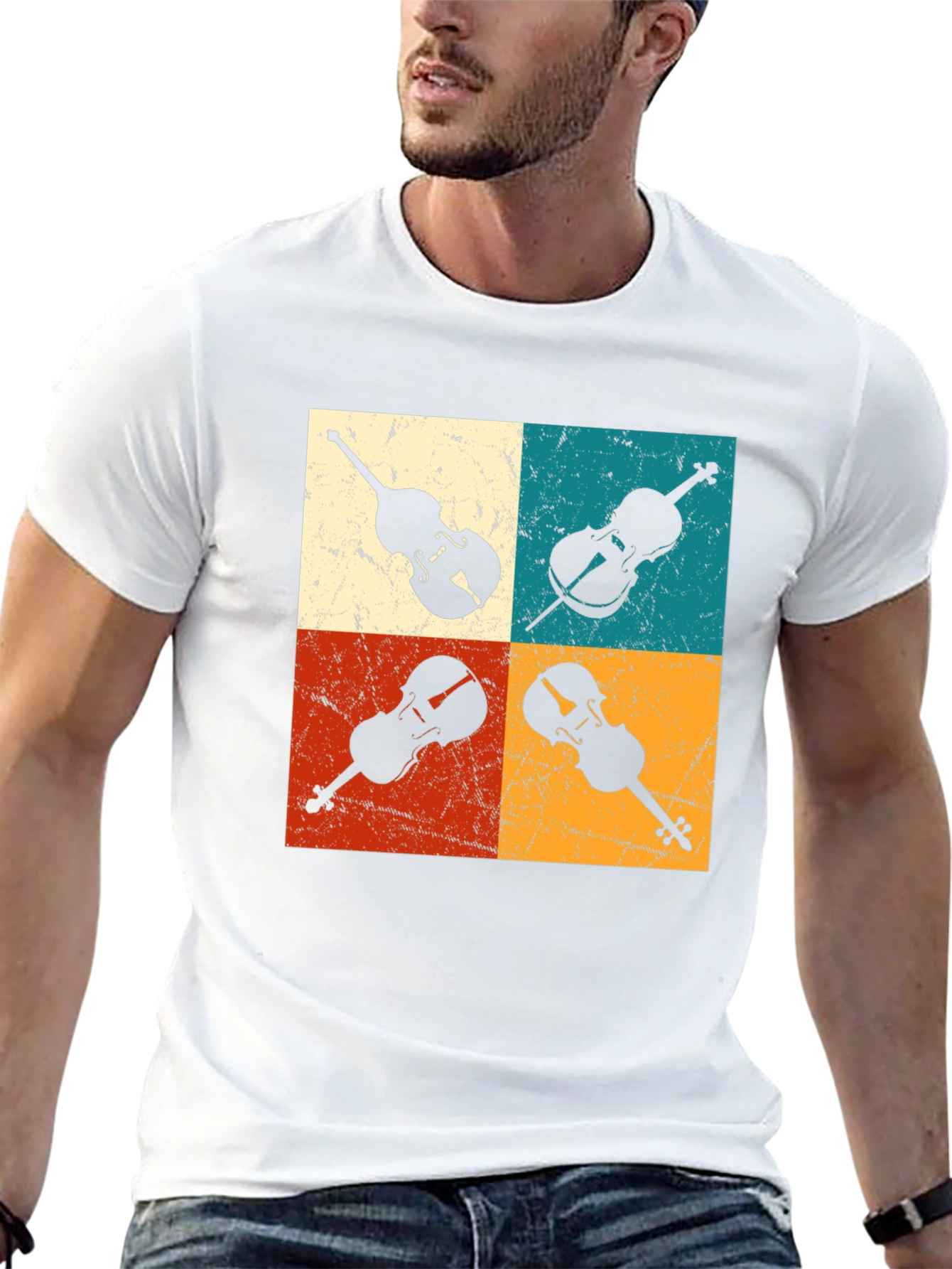 Retro Violin Collage Graphic Tee