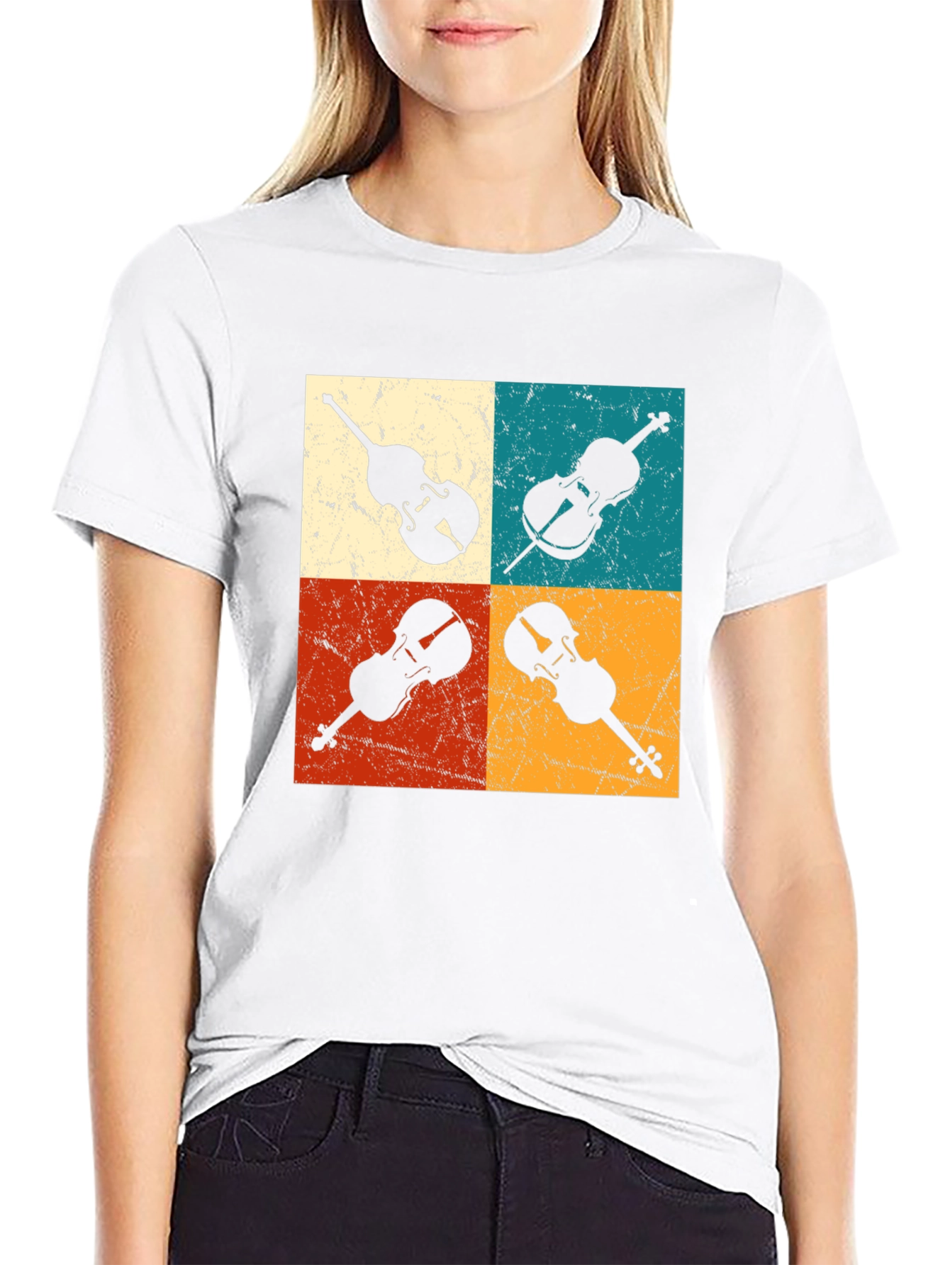 Retro Violin Collage Graphic Tee