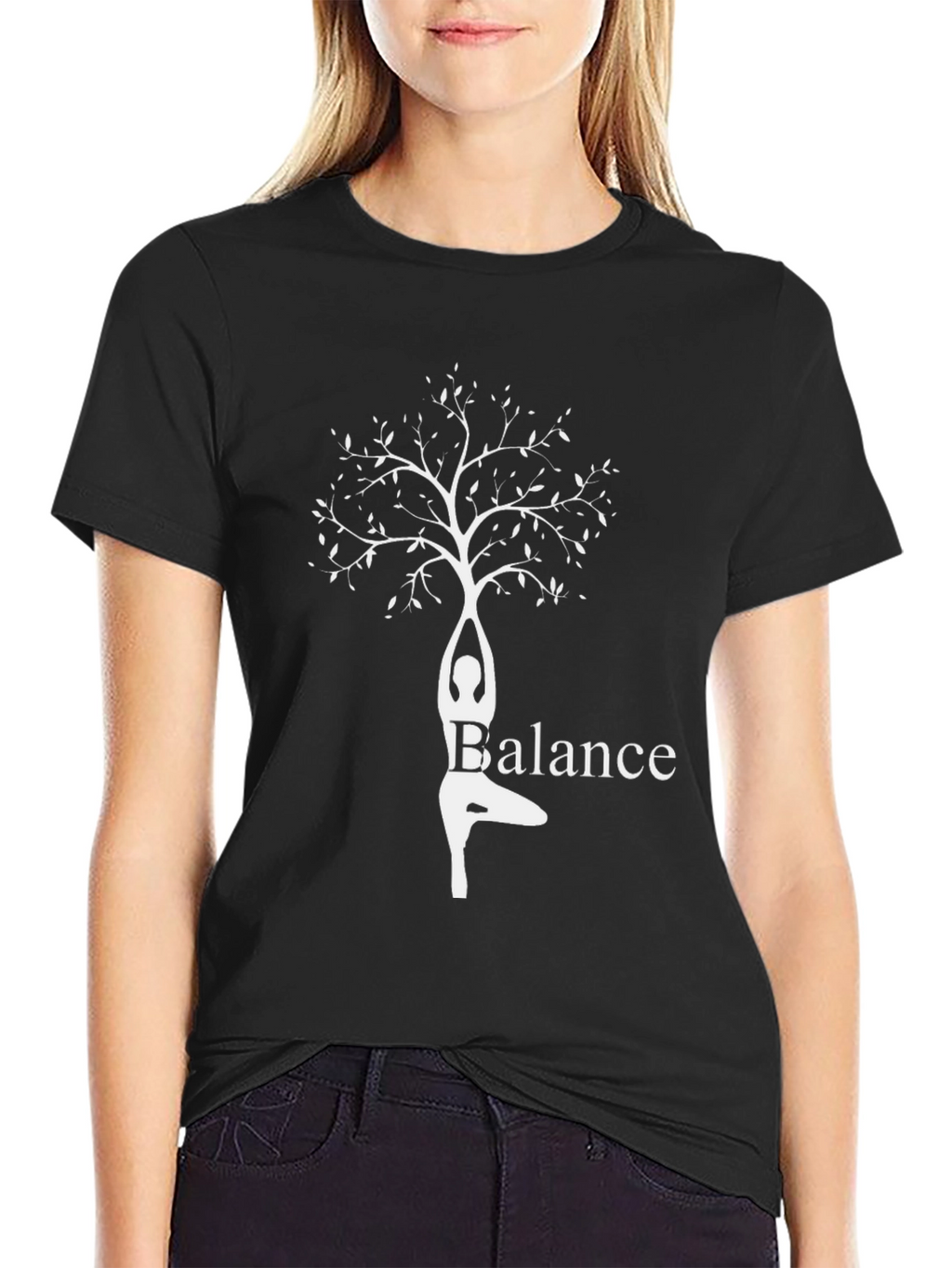 Balance Tree Yoga T-Shirt - Black