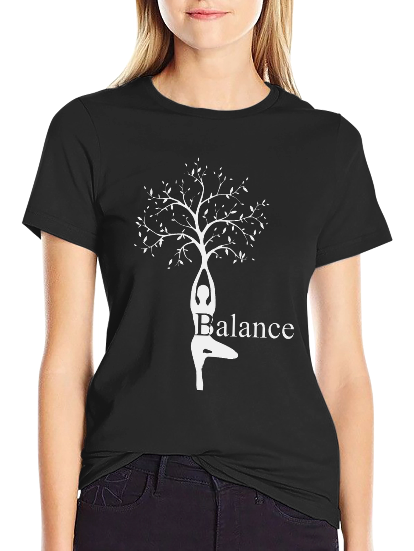 Balance Tree Yoga T-Shirt - Black