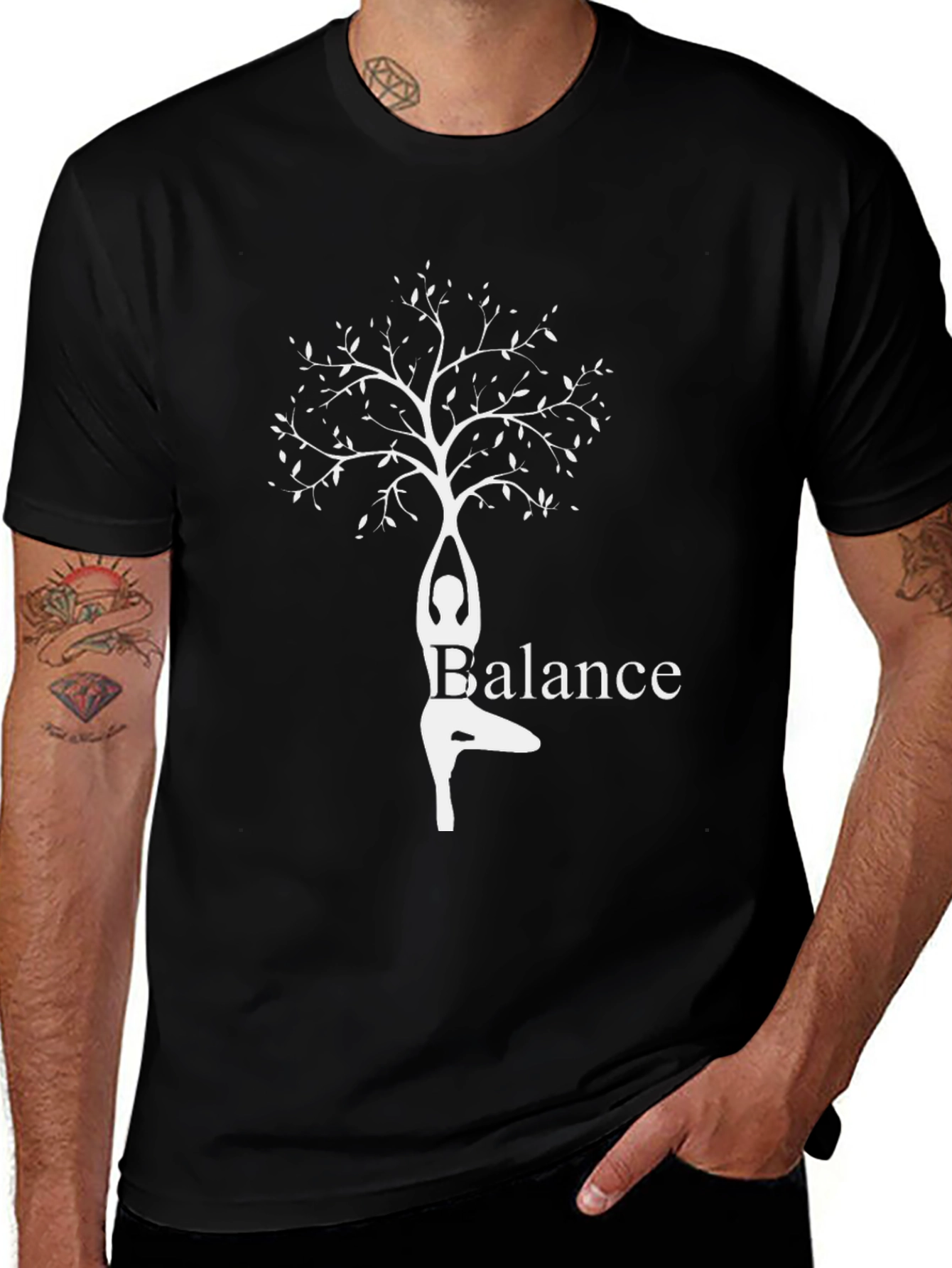 Balance Tree Yoga T-Shirt - Black