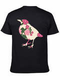 Floral Bird Graphic Tee - Black