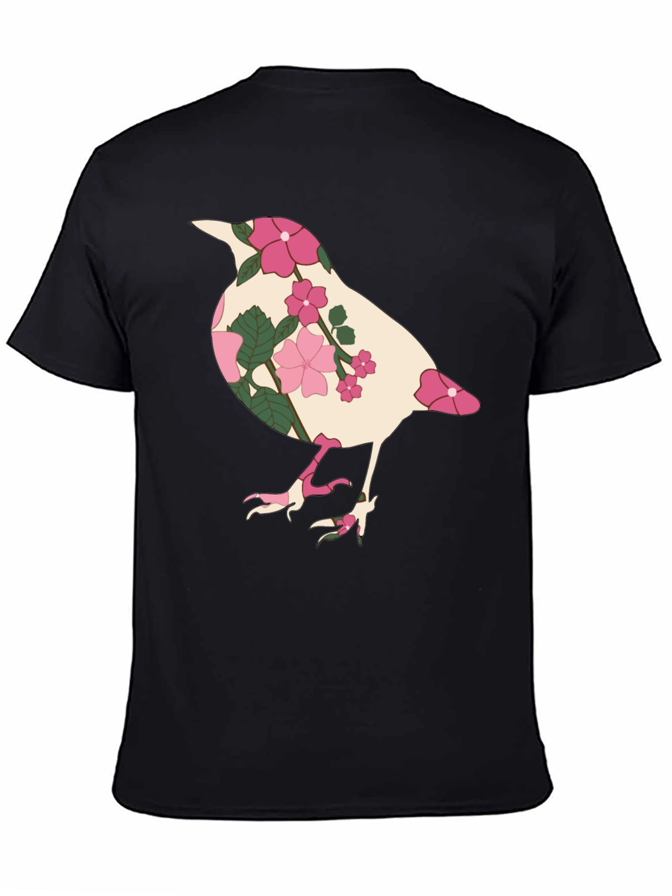 Floral Bird Graphic Tee - Black