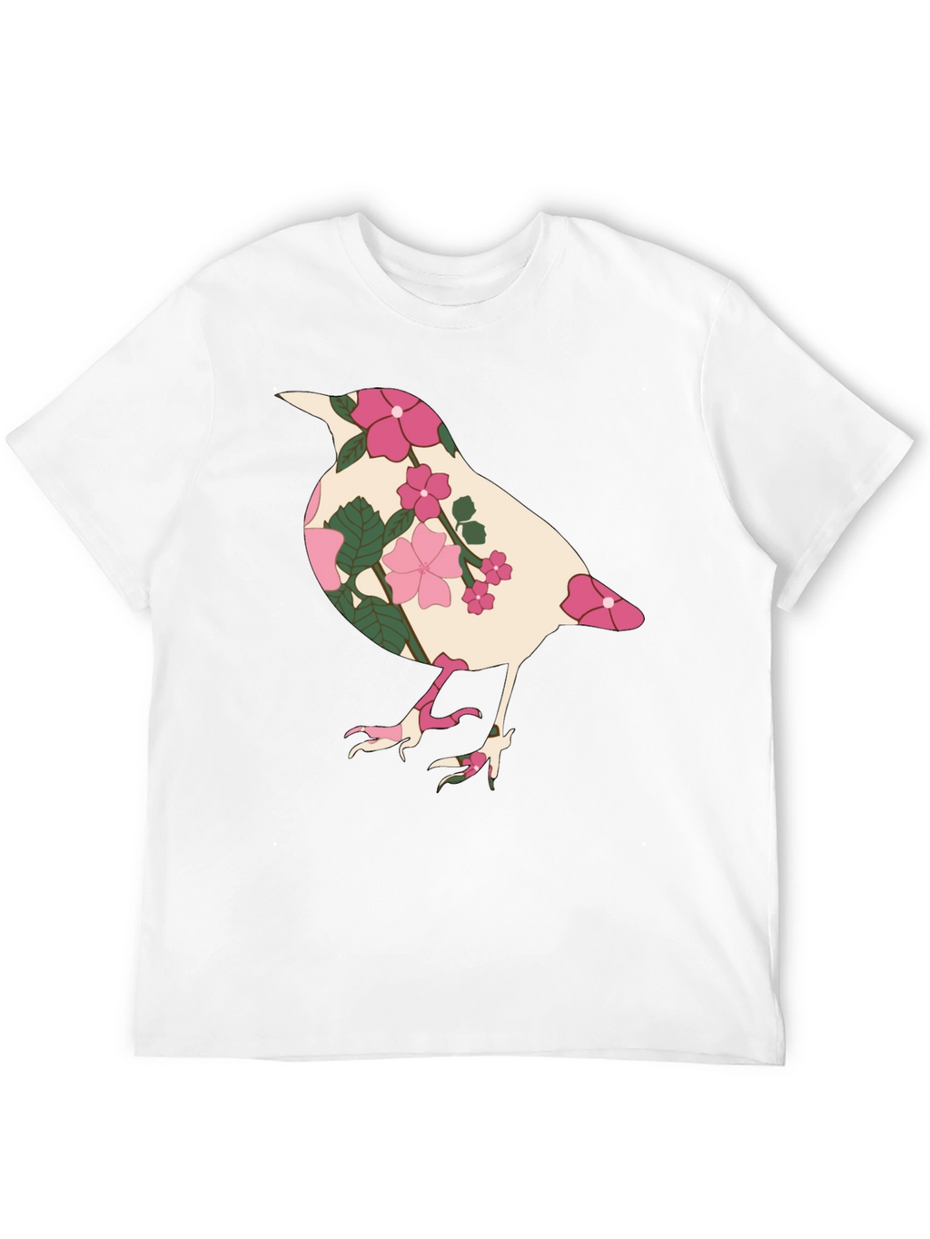 Floral Bird Graphic Tee - Black