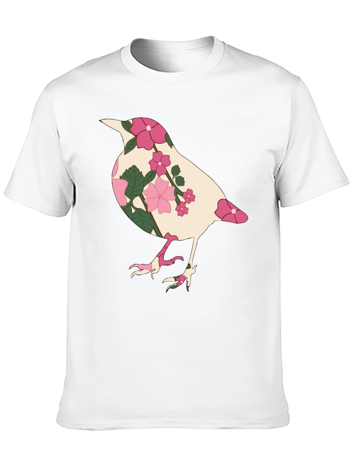Floral Bird Graphic Tee - Black