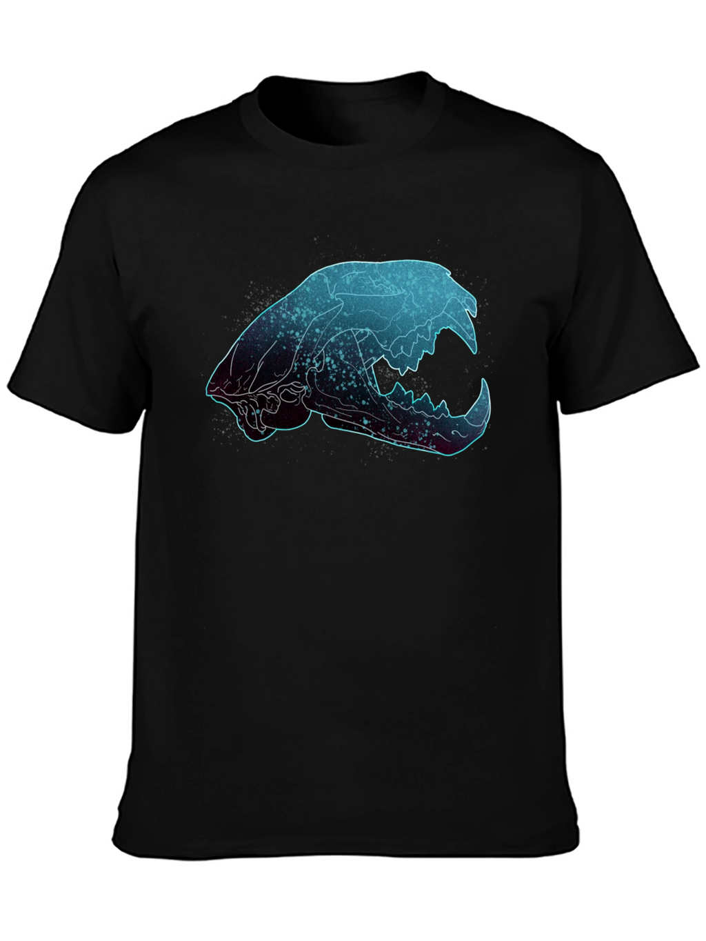 Galaxy Cat Skull Graphic T-Shirt