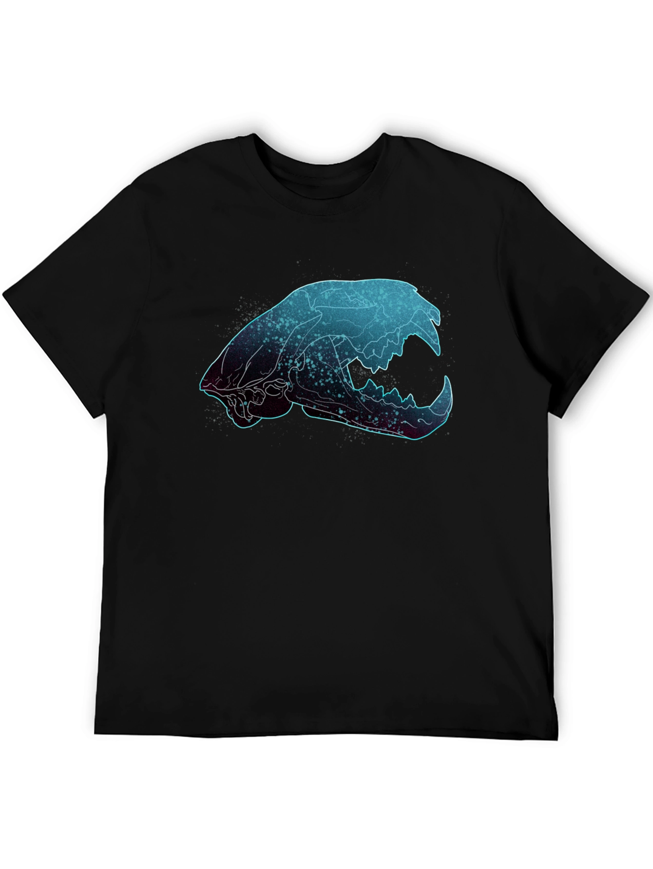 Galaxy Cat Skull Graphic T-Shirt