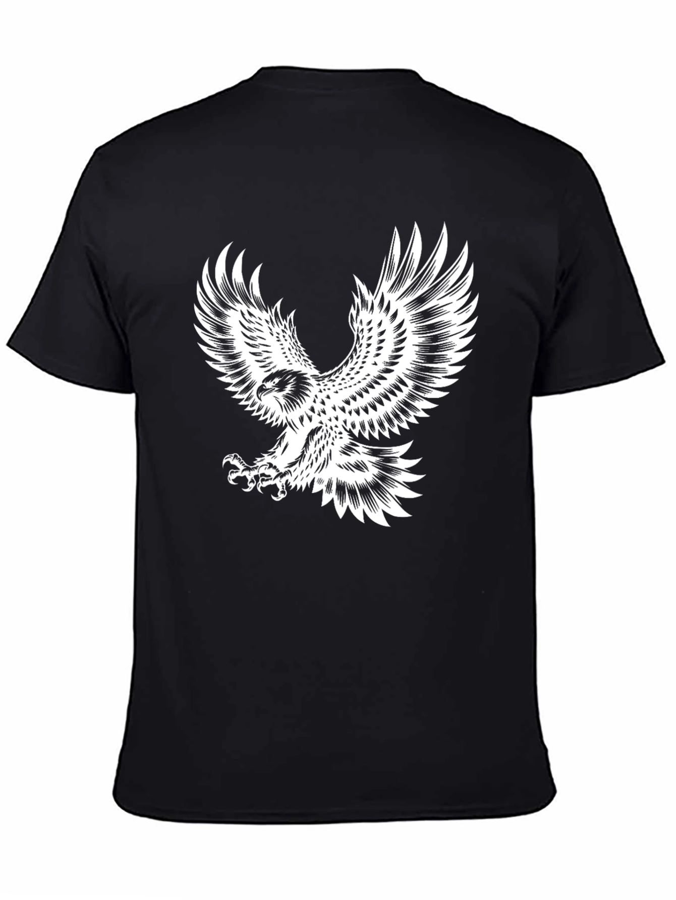 Mens Black T-Shirt with Eagle Graphic