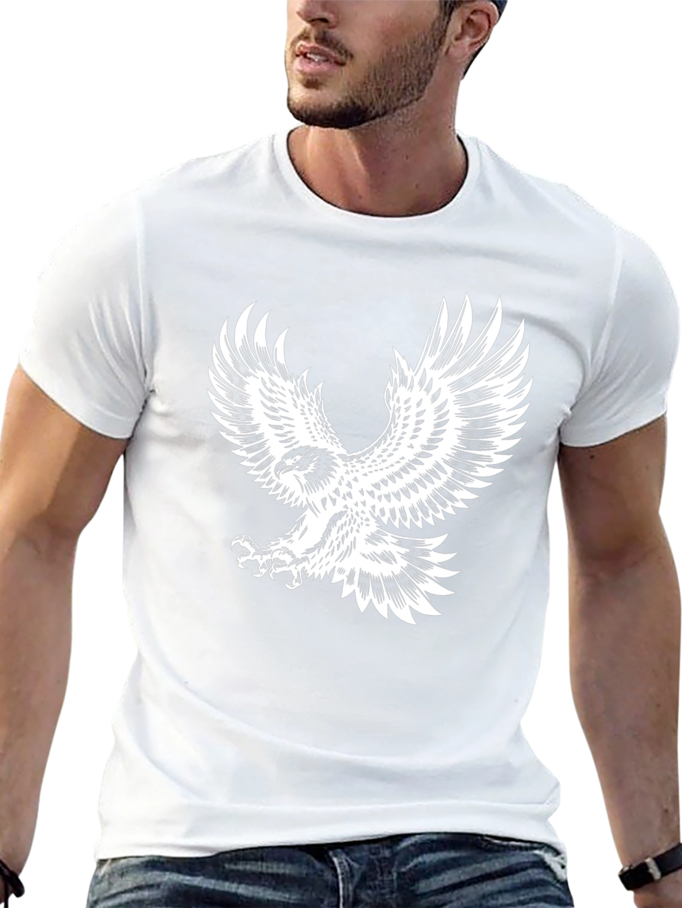 Mens Black T-Shirt with Eagle Graphic