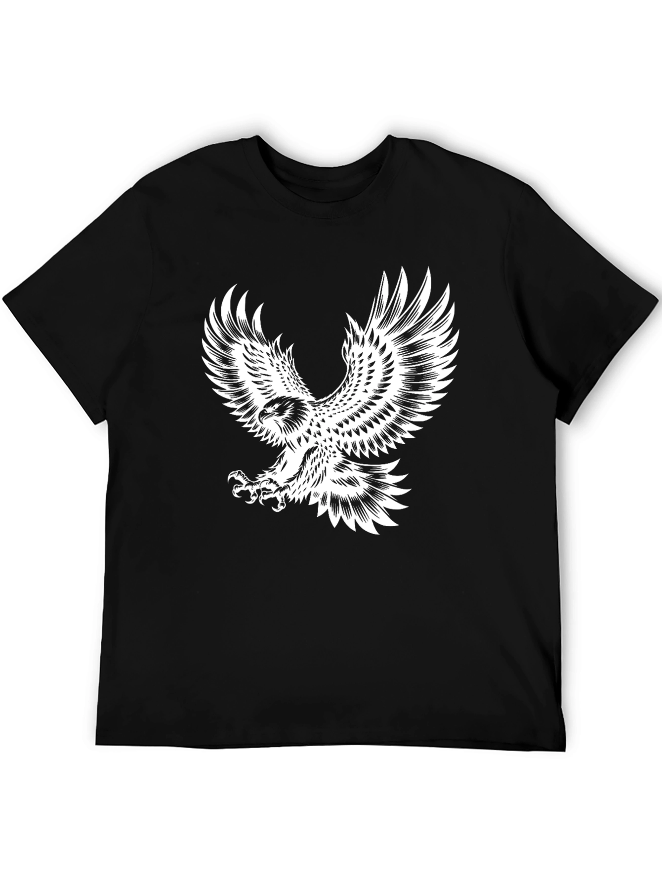 Mens Black T-Shirt with Eagle Graphic