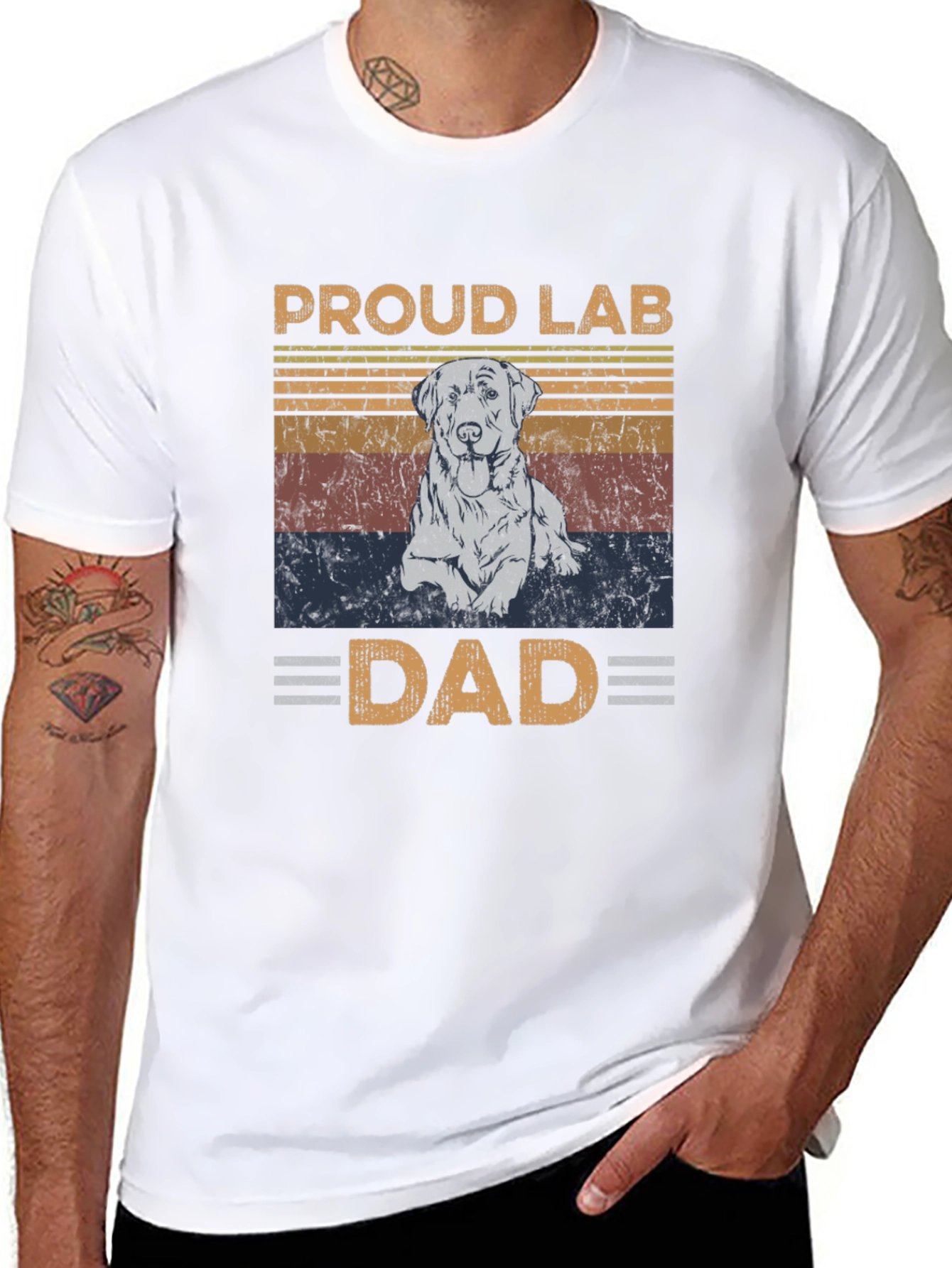 Proud Lab Dad T-Shirt - Vintage Style