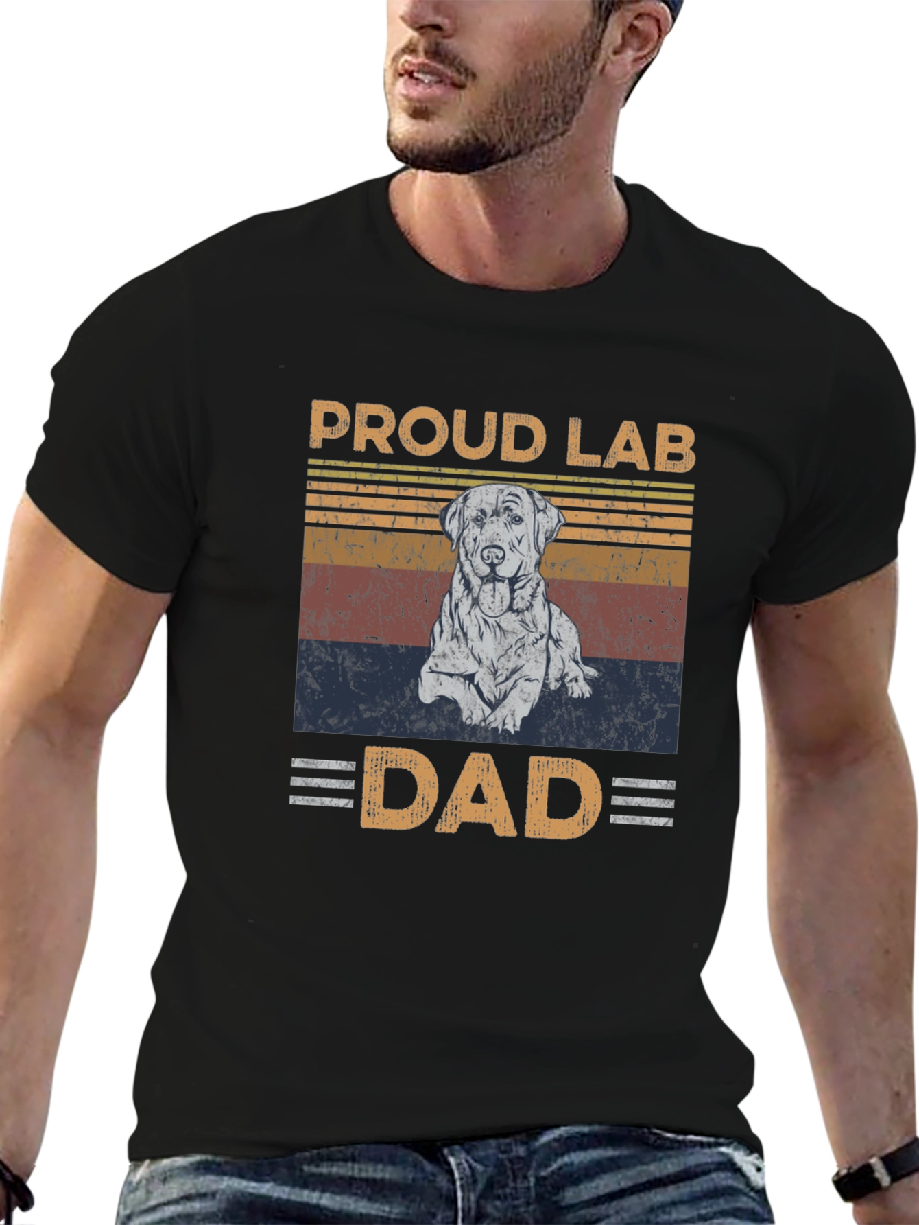 Proud Lab Dad T-Shirt - Vintage Style