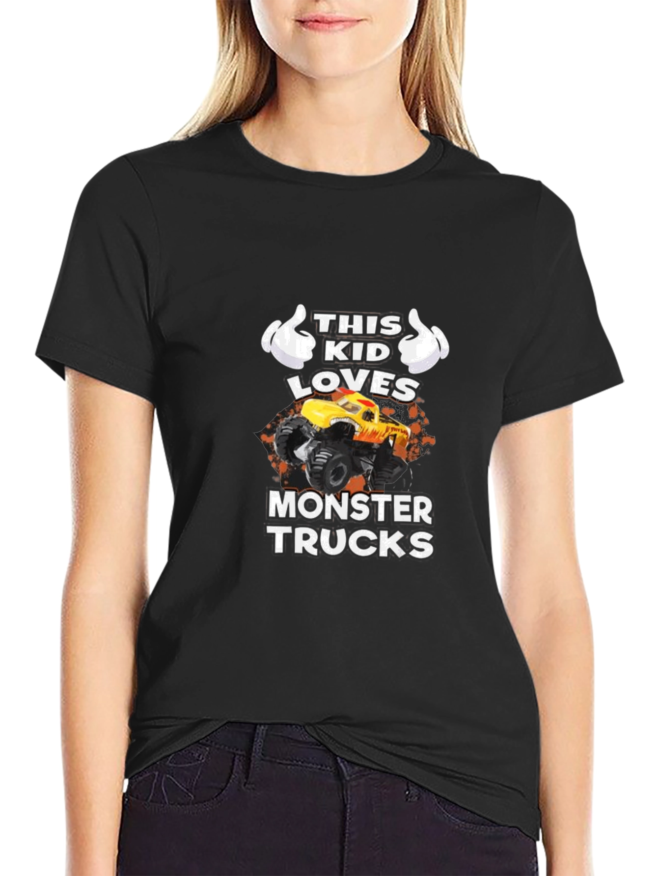 This Kid Loves Monster Trucks Black T-Shirt