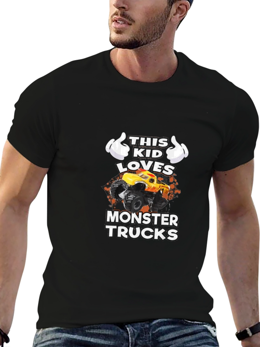 This Kid Loves Monster Trucks Black T-Shirt