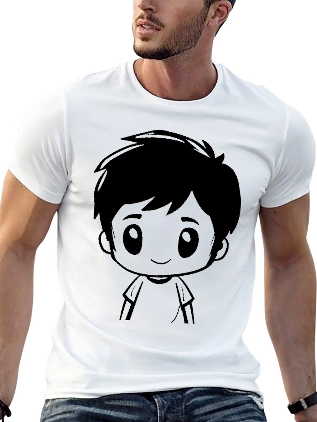 Cartoon Graphic Mens Black T-Shirt