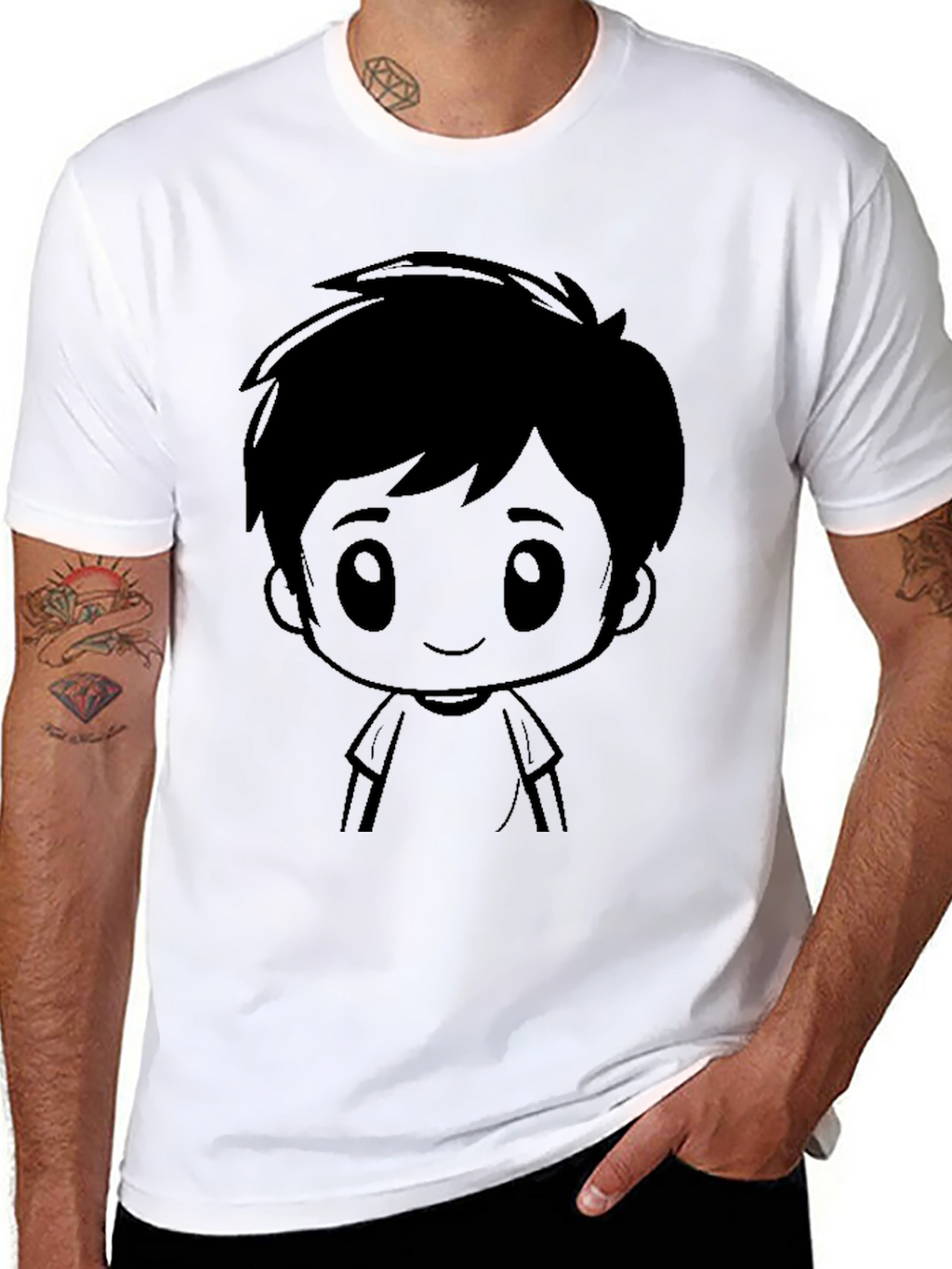 Cartoon Graphic Mens Black T-Shirt