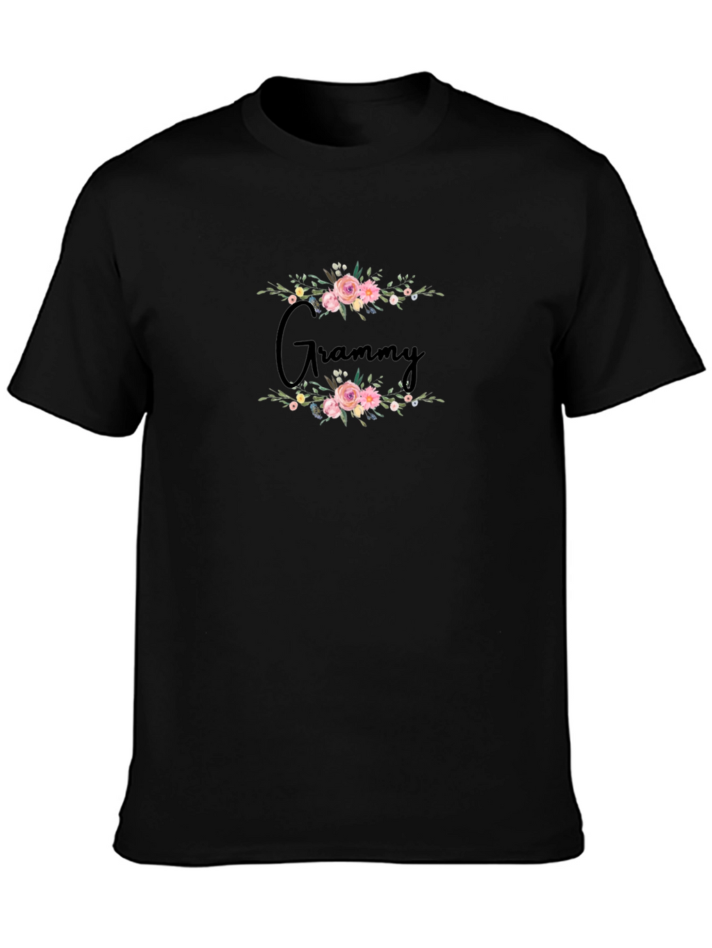 Floral Grammy Black T-Shirt