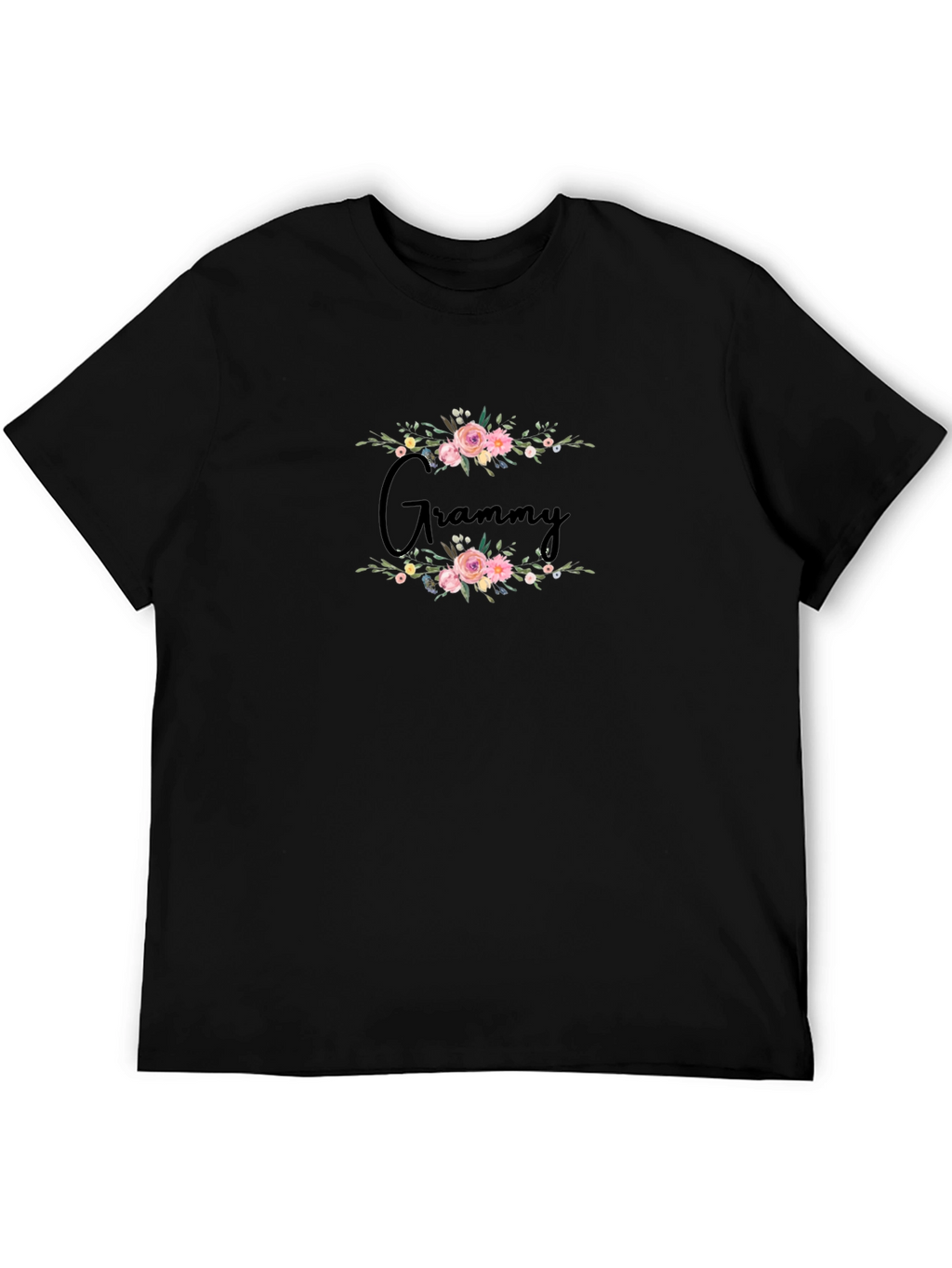 Floral Grammy Black T-Shirt