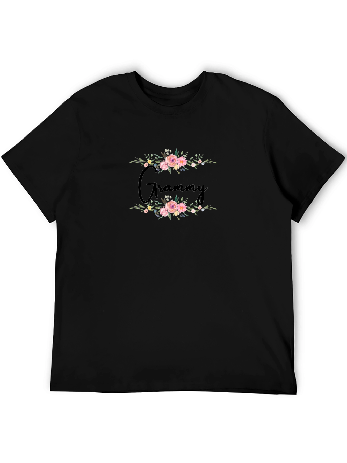 Floral Grammy Black T-Shirt