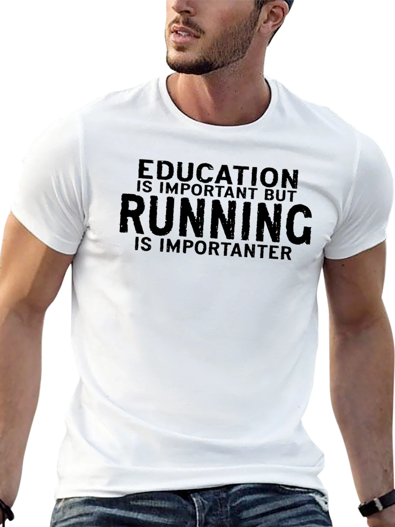 Funny Running T-Shirt - Education vs. Running
