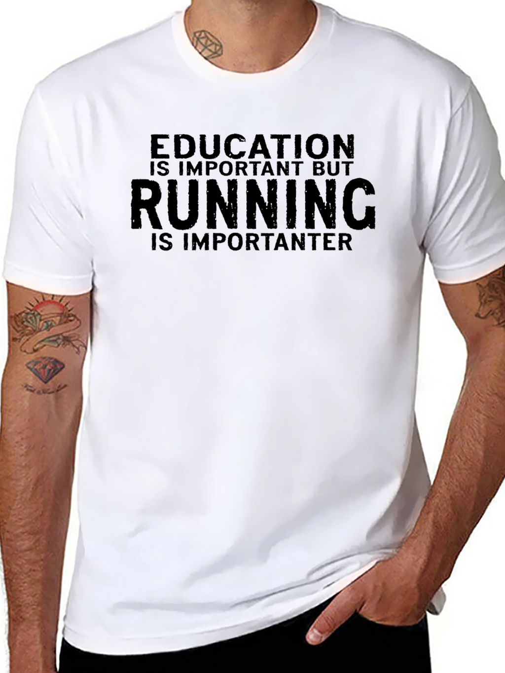 Funny Running T-Shirt - Education vs. Running