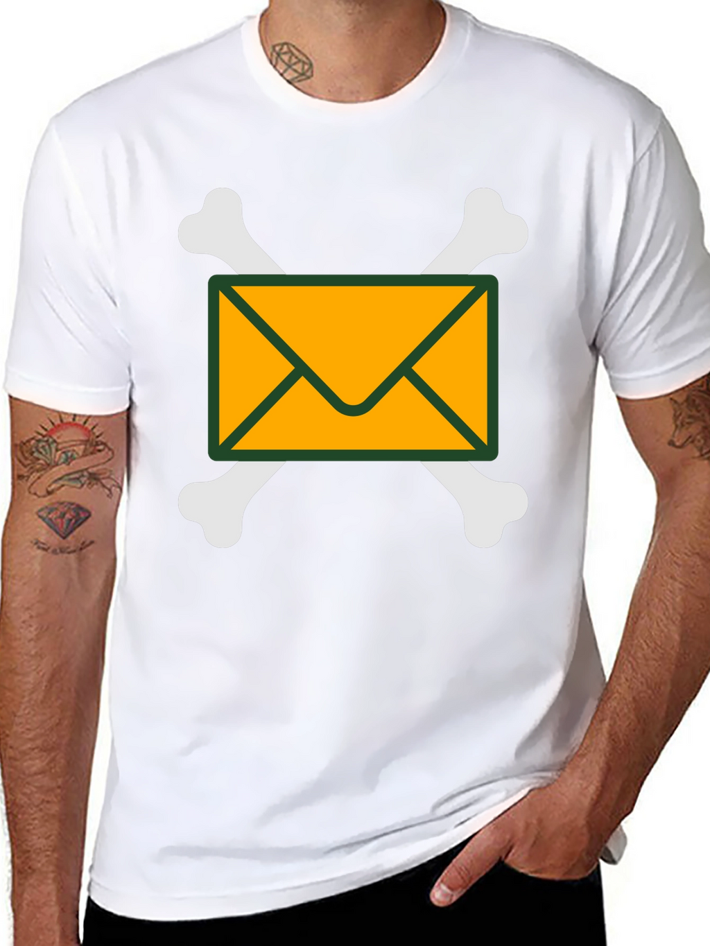 Envelope and Crossbones Graphic T-Shirt - Black