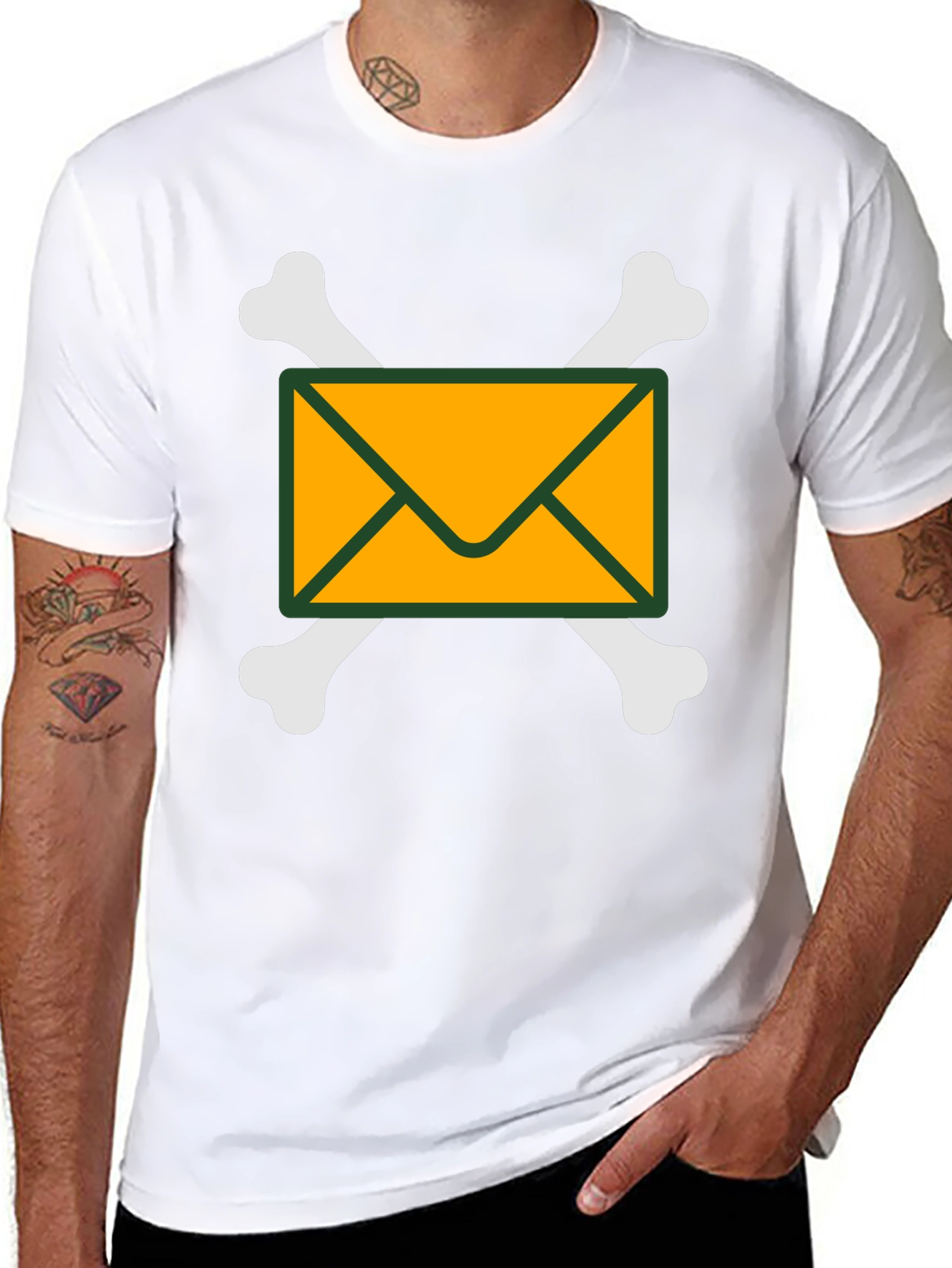 Envelope and Crossbones Graphic T-Shirt - Black