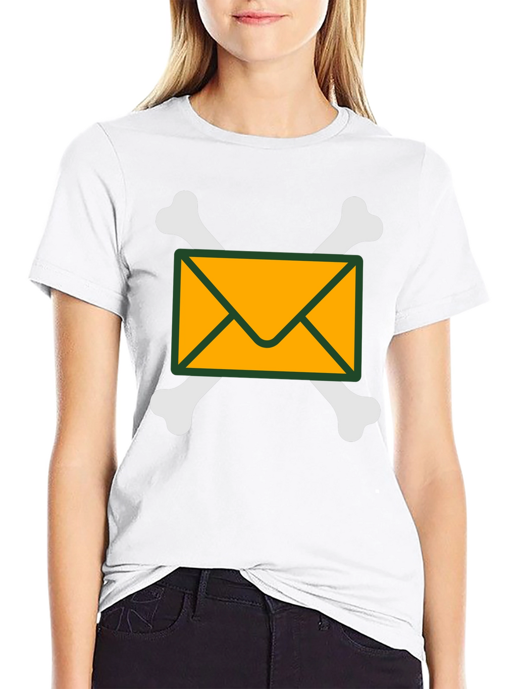 Envelope and Crossbones Graphic T-Shirt - Black