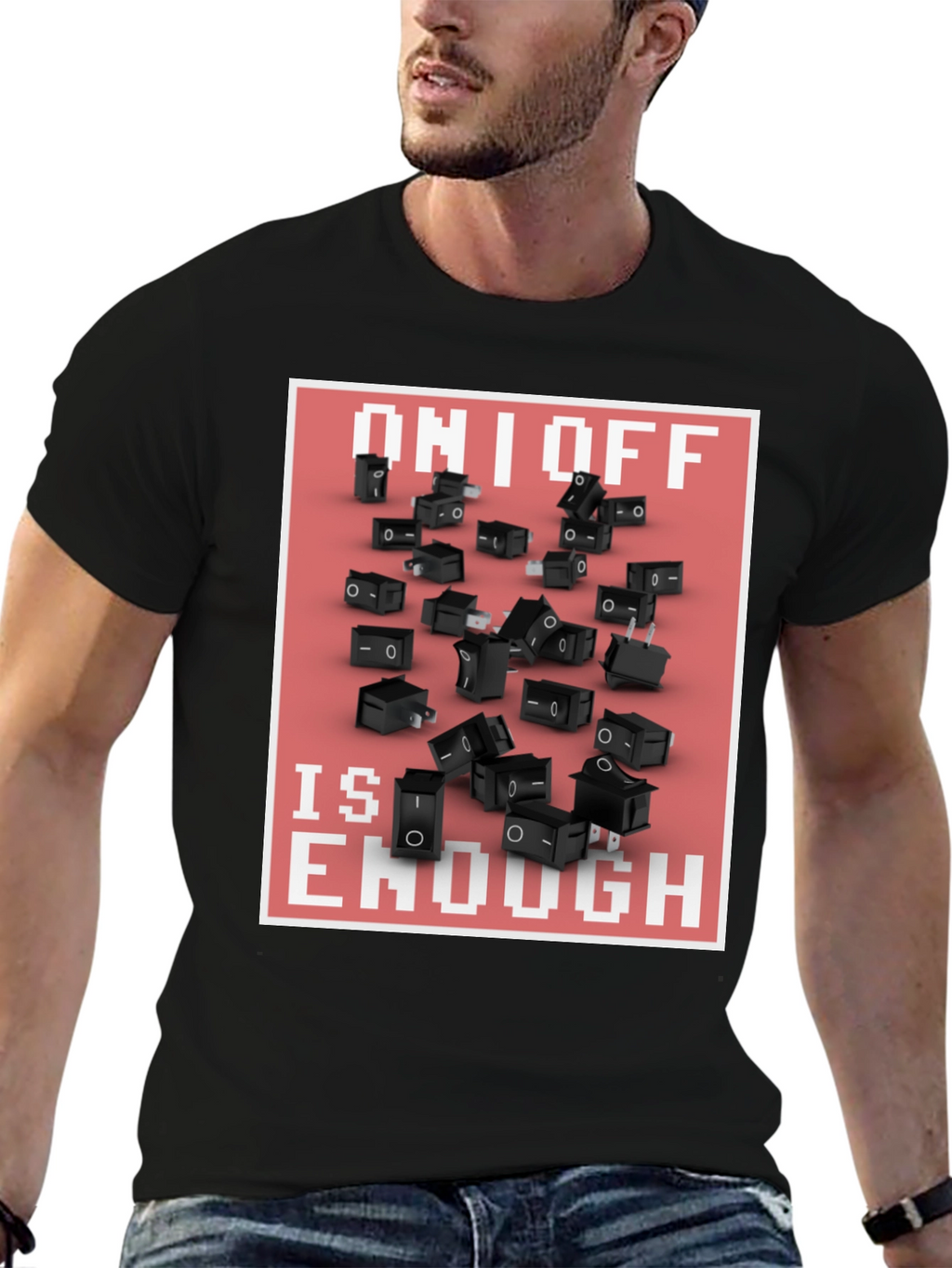 On/Off Switch T-Shirt - Black Graphic Tee