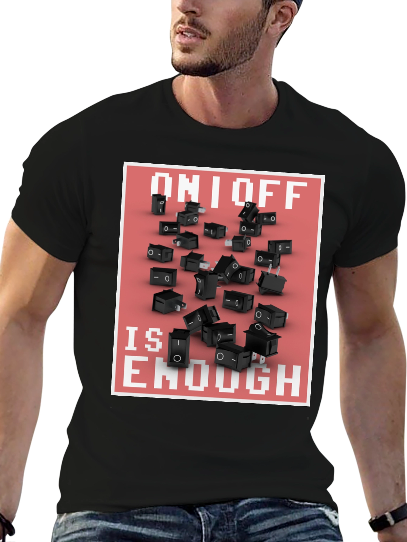 On/Off Switch T-Shirt - Black Graphic Tee