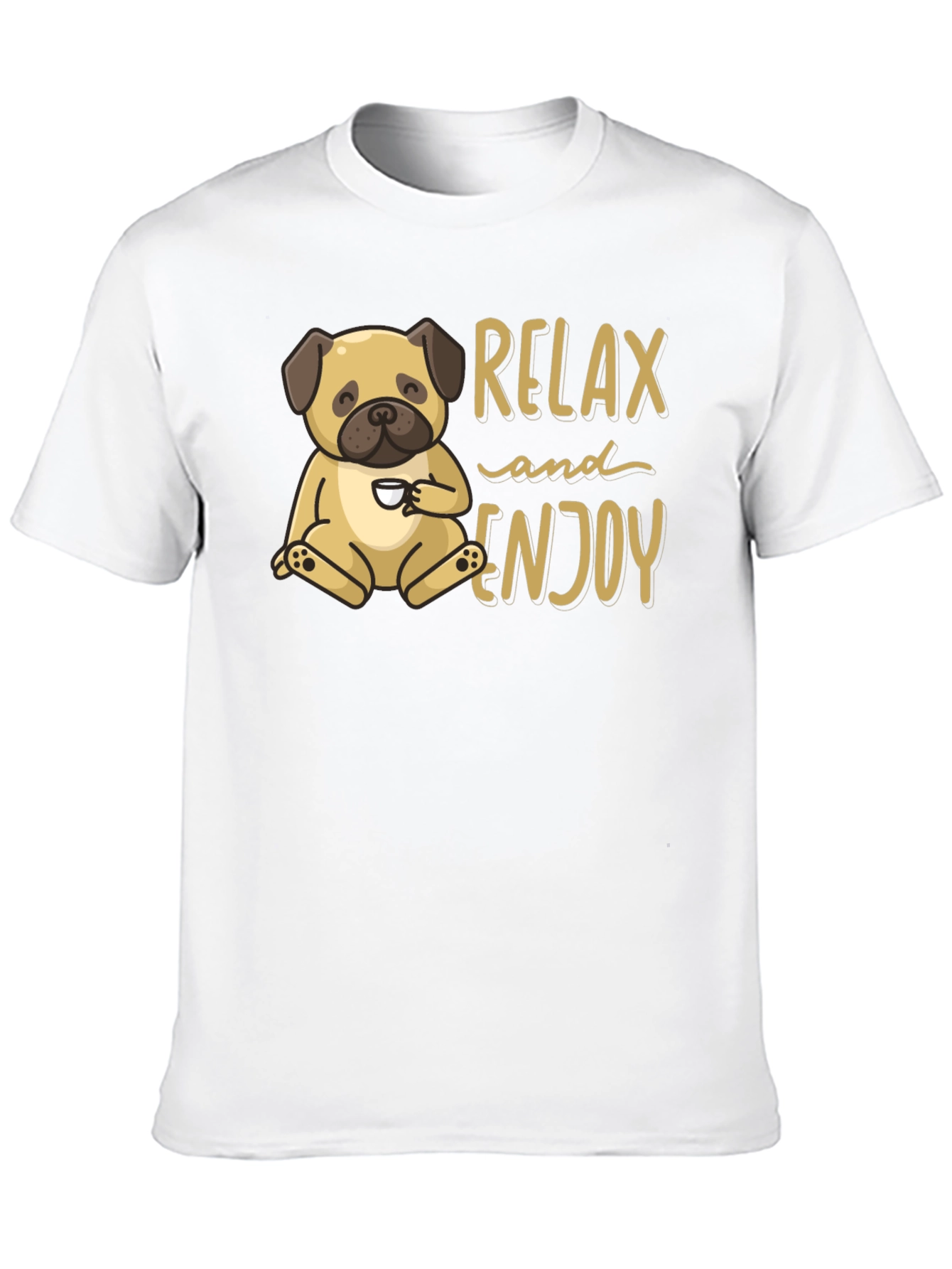 Relax and Enjoy Pug Graphic Tee - Black