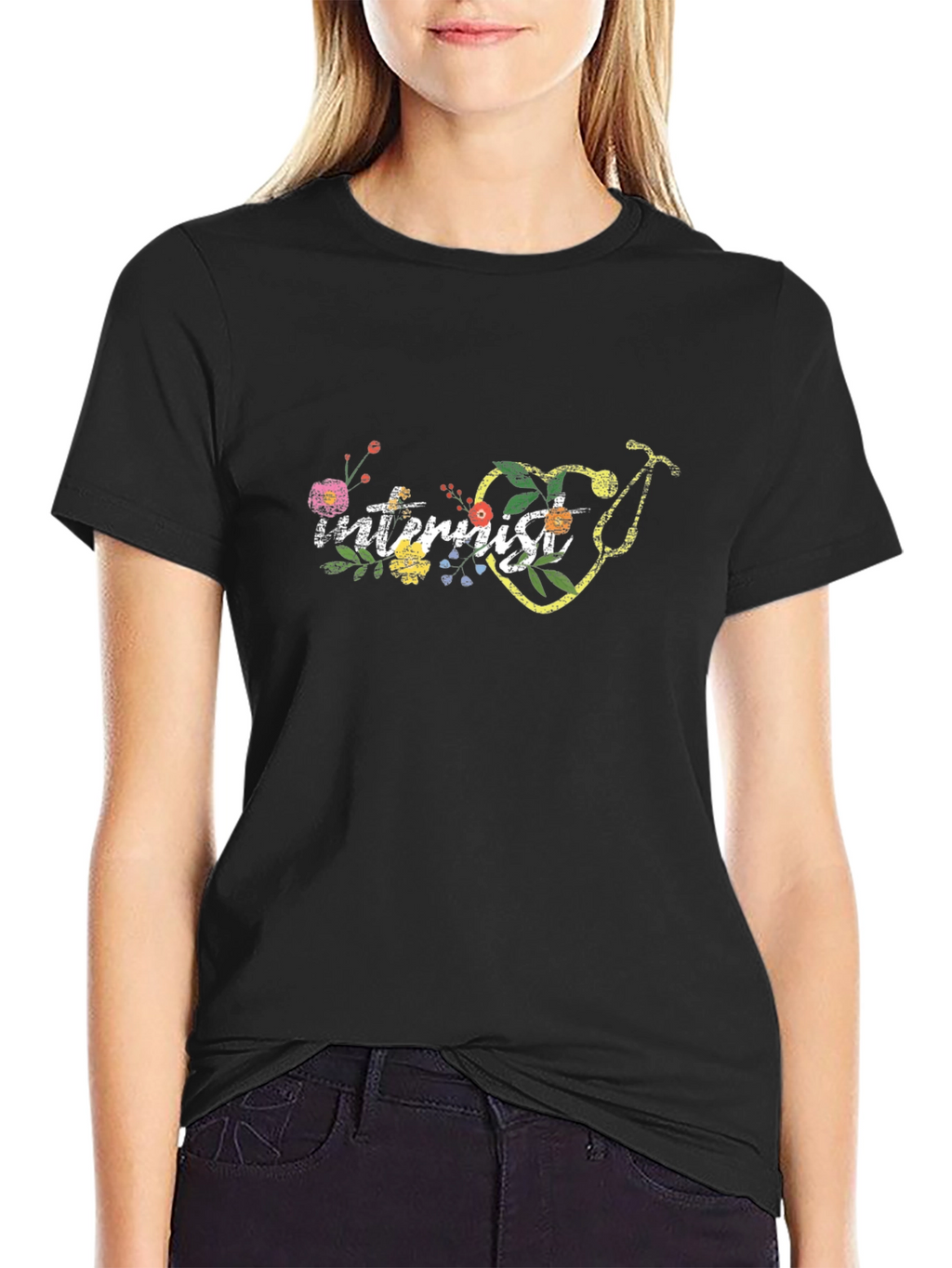 Internist Floral Stethoscope Tee - Medical Gift