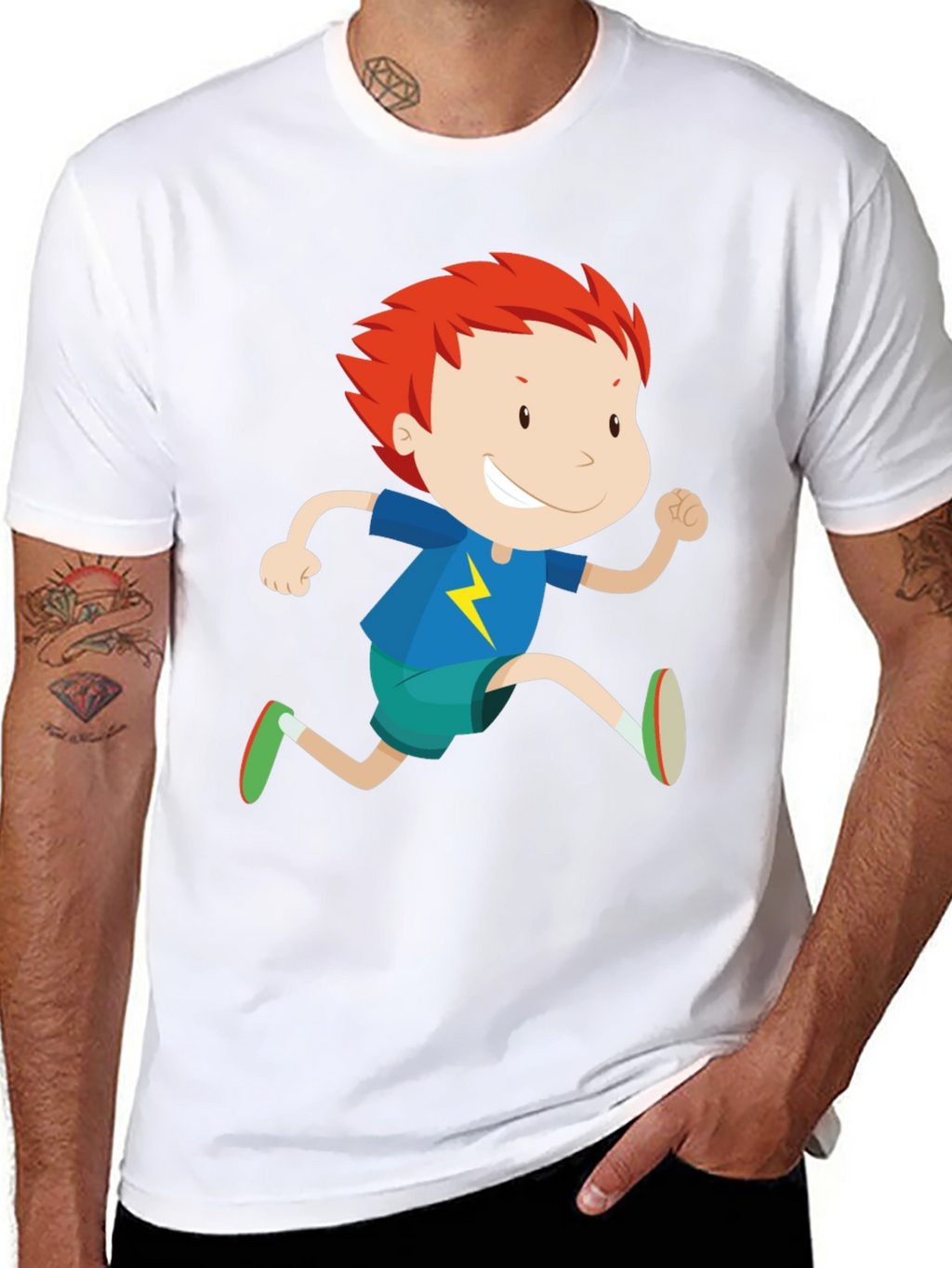 Boy Running Graphic Print Crew Neck T-Shirt