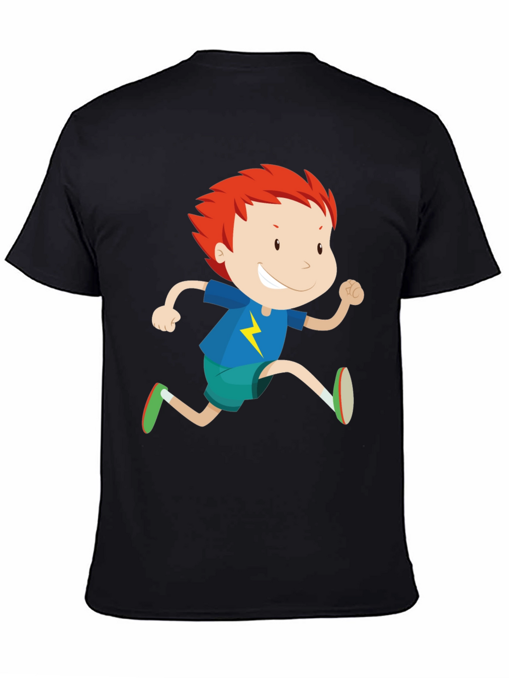 Boy Running Graphic Print Crew Neck T-Shirt