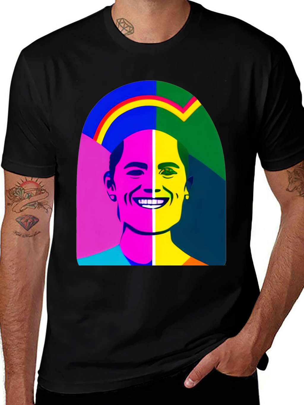 Pop Art Portrait Black T-Shirt