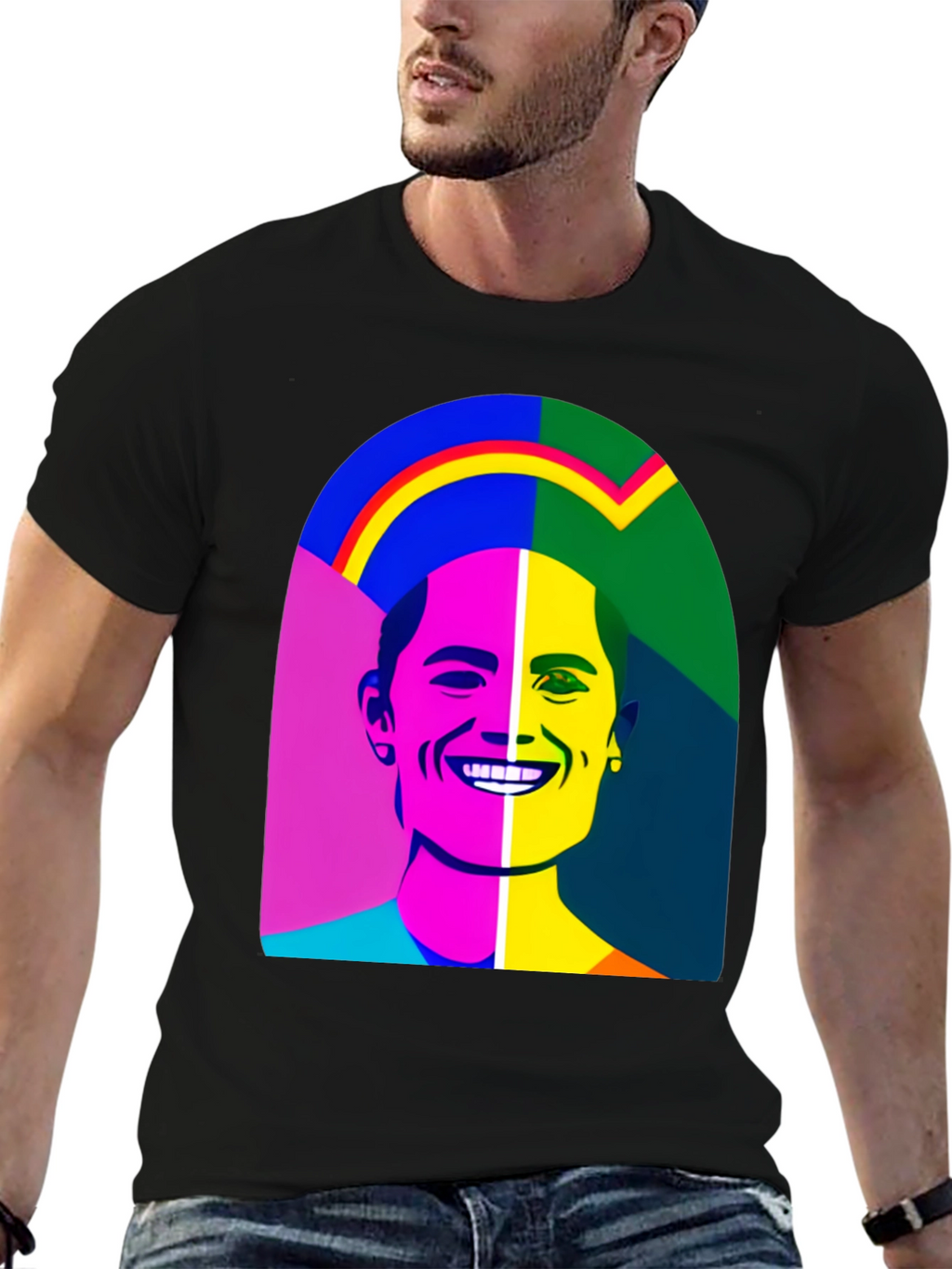 Pop Art Portrait Black T-Shirt