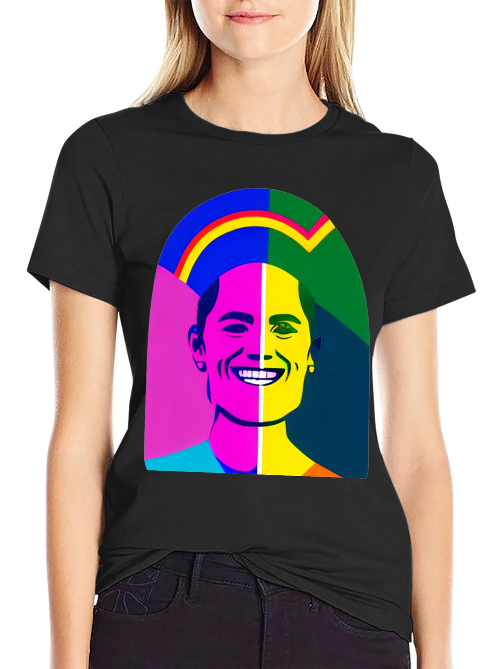 Pop Art Portrait Black T-Shirt