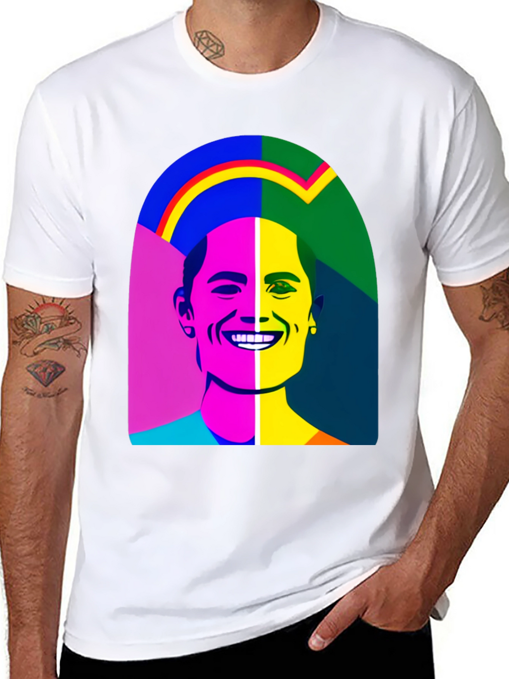 Pop Art Portrait Black T-Shirt