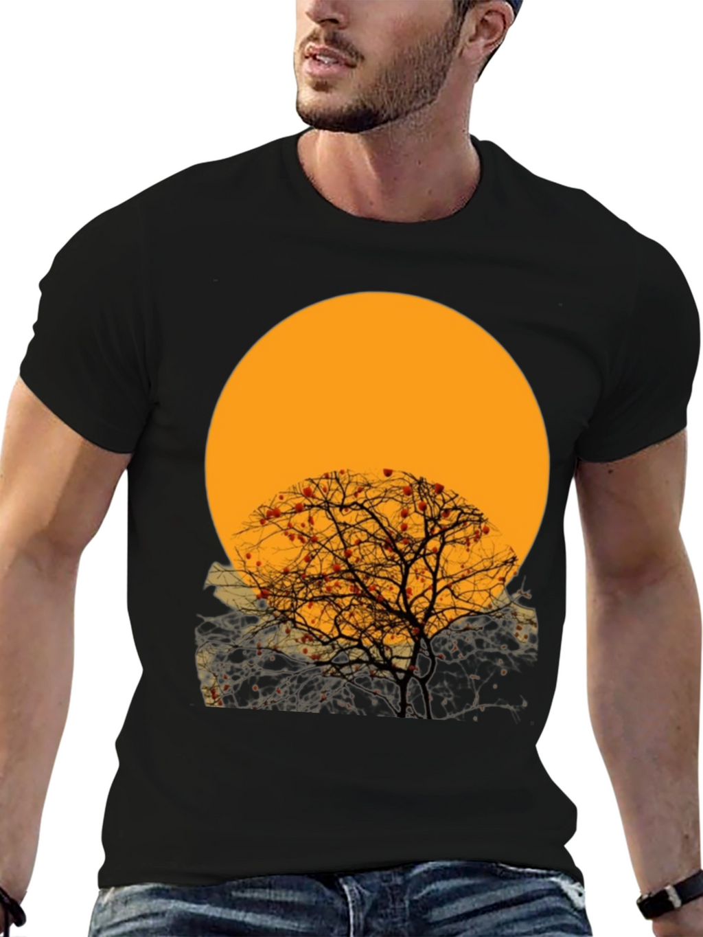 Sunset Tree Graphic Tee - Black