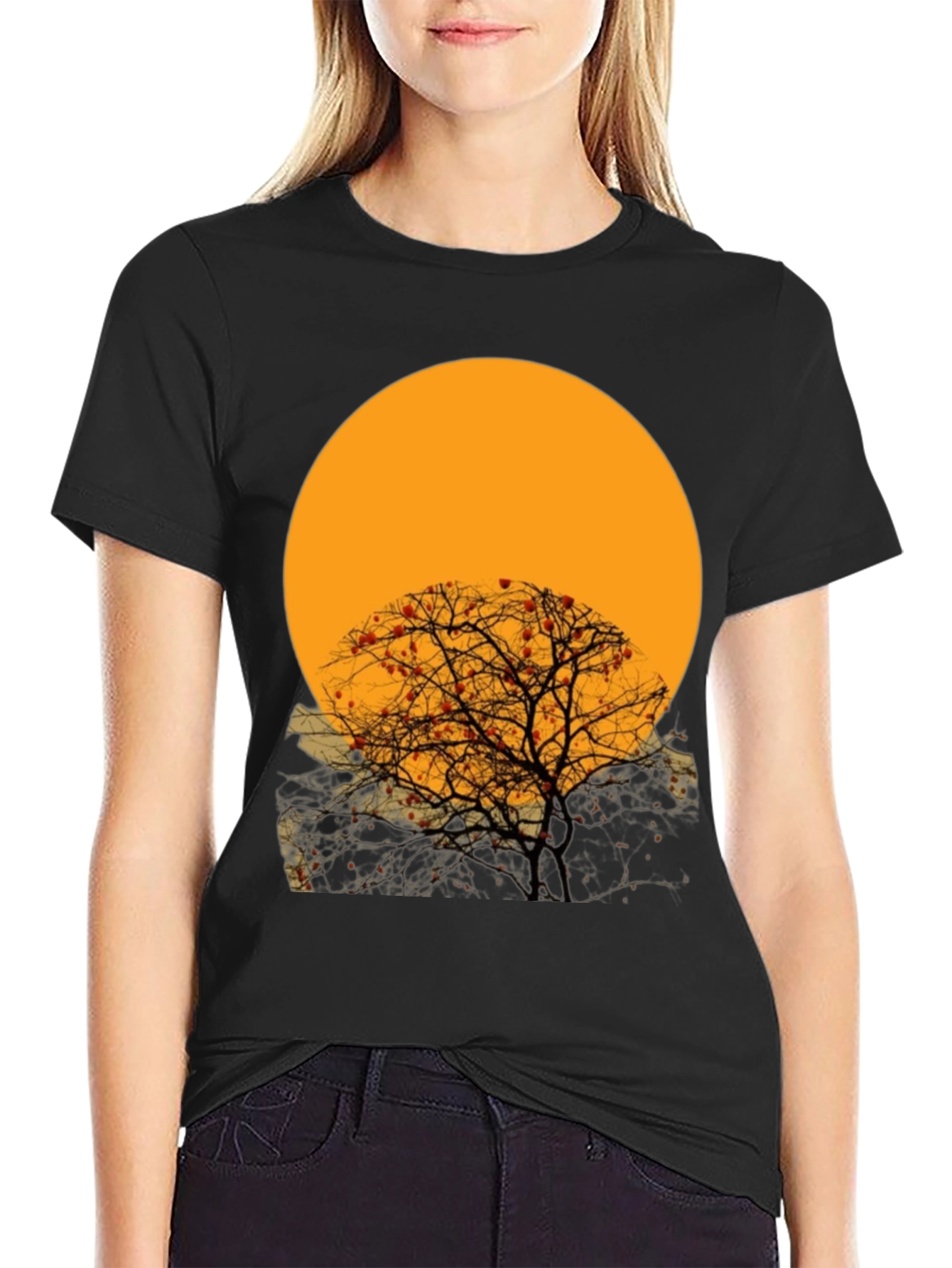 Sunset Tree Graphic Tee - Black