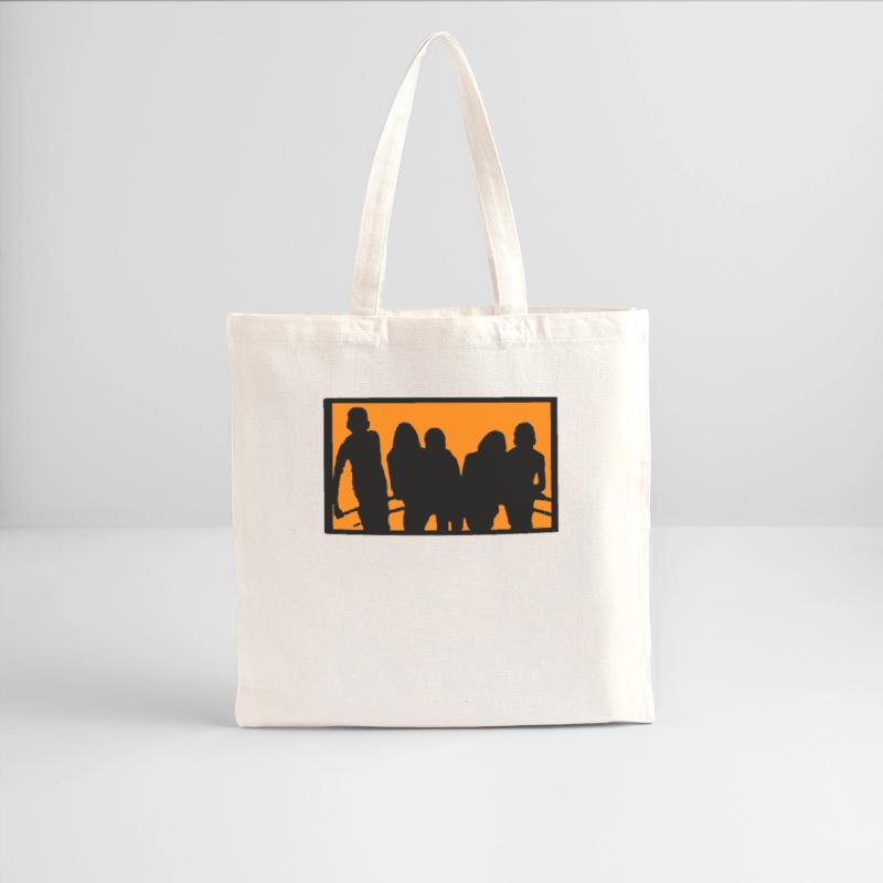 Silhouette of a Group Against Orange Background