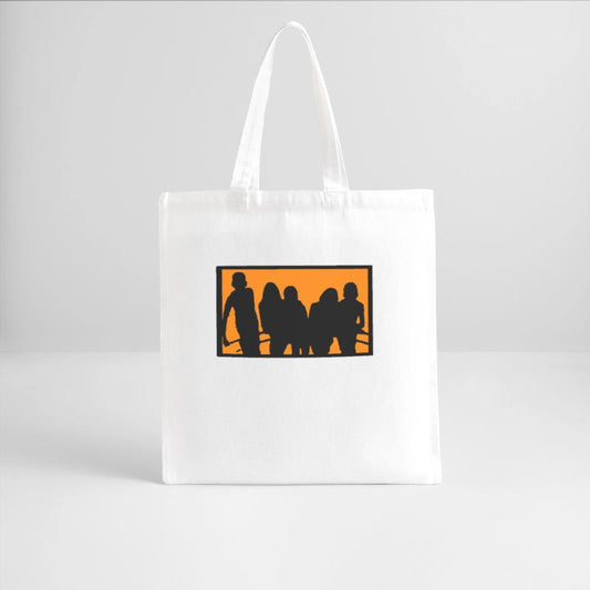 Silhouette of a Group Against Orange Background