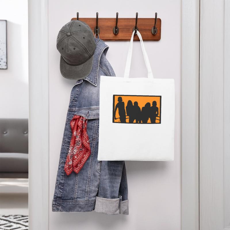 Silhouette of a Group Against Orange Background