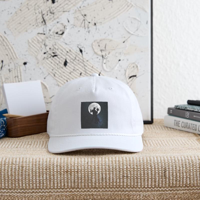 Silhouetted Couple Under Full Moon